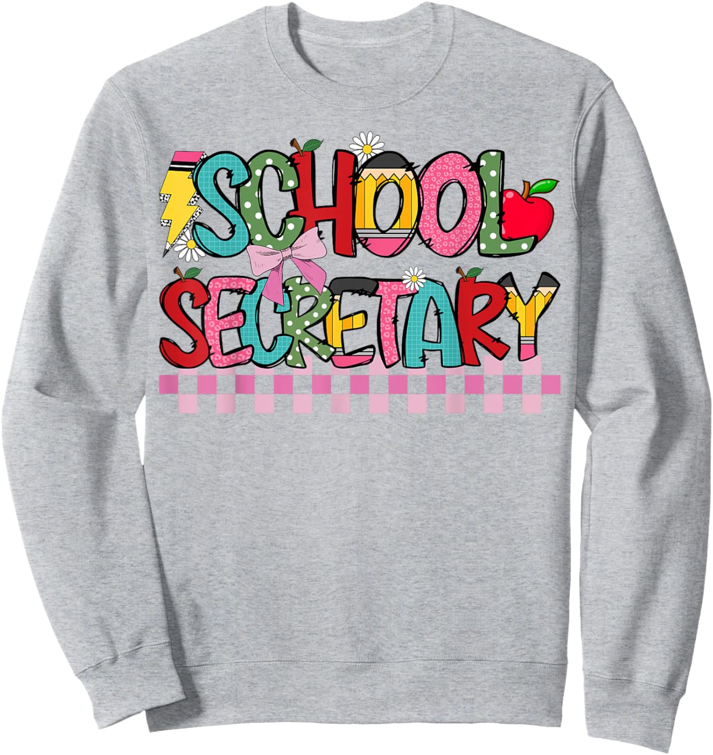 School Secretary Coquette Bow Pencil Cute School Secretary Sweatshirt - Sweatshirt | Ash