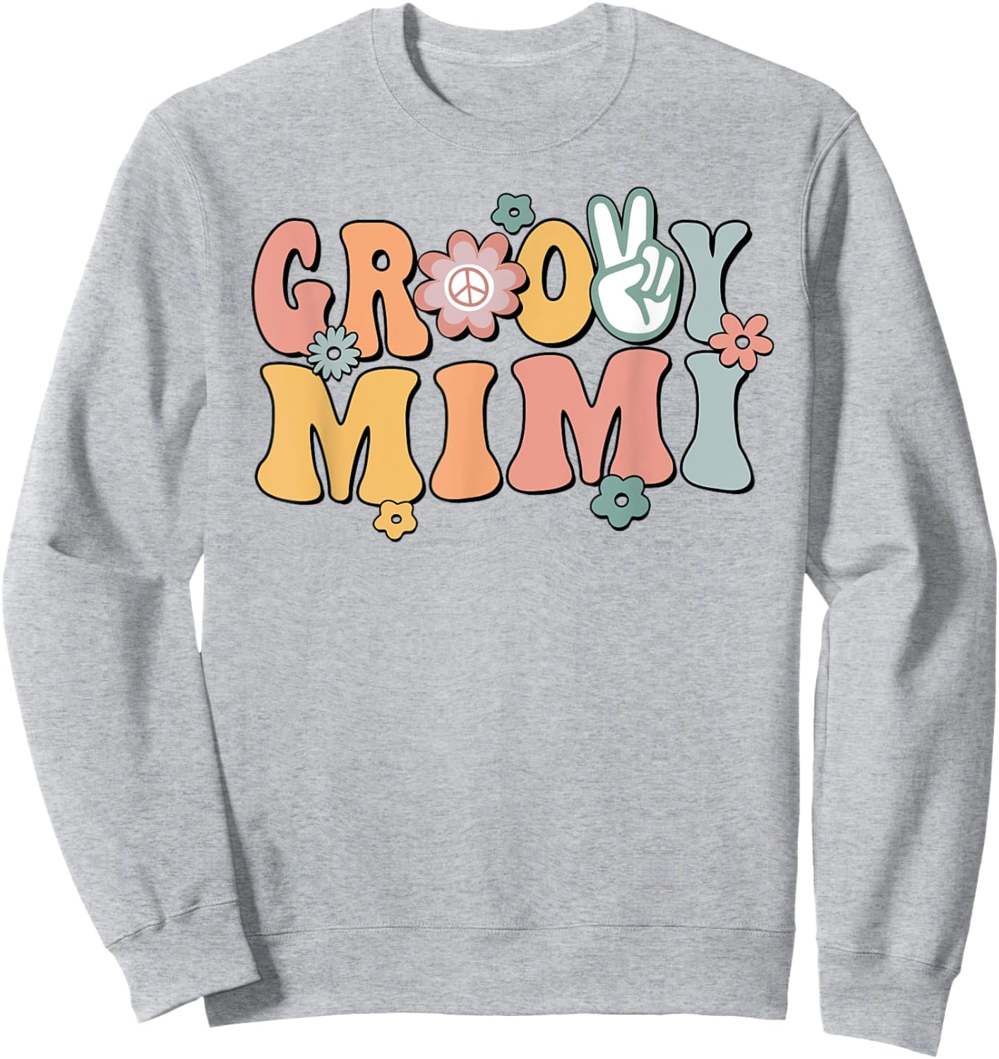 Groovy Mimi Retro Grandma Matching Family 1st Birthday Party Sweatshirt - Sweatshirt | Ash