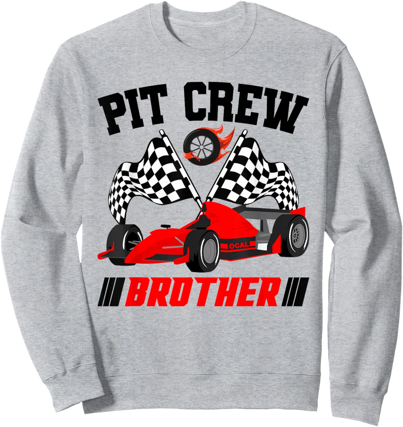 Brother Pit Crew Race Birthday Party Racing Matching Family Sweatshirt - Sweatshirt | Ash