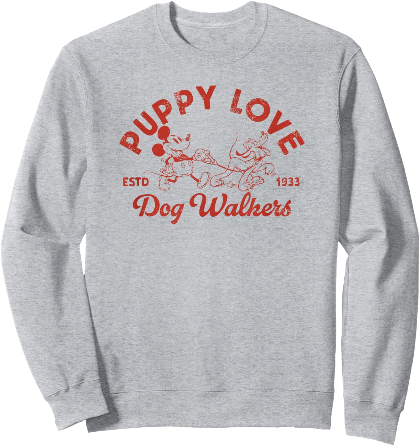 Disney Mickey and Friends Pluto Puppy Love Dog Walkers Sweatshirt - Sweatshirt | Ash