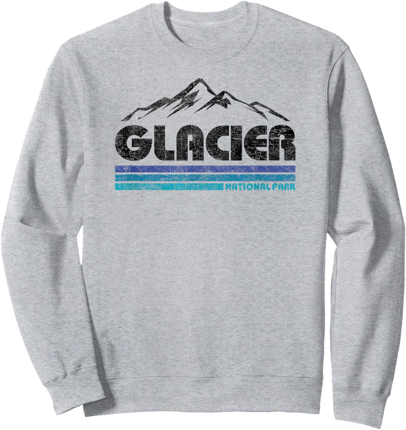 Vintage Glacier National Park Retro Mountain Kids Souvenir Sweatshirt - Sweatshirt | Ash