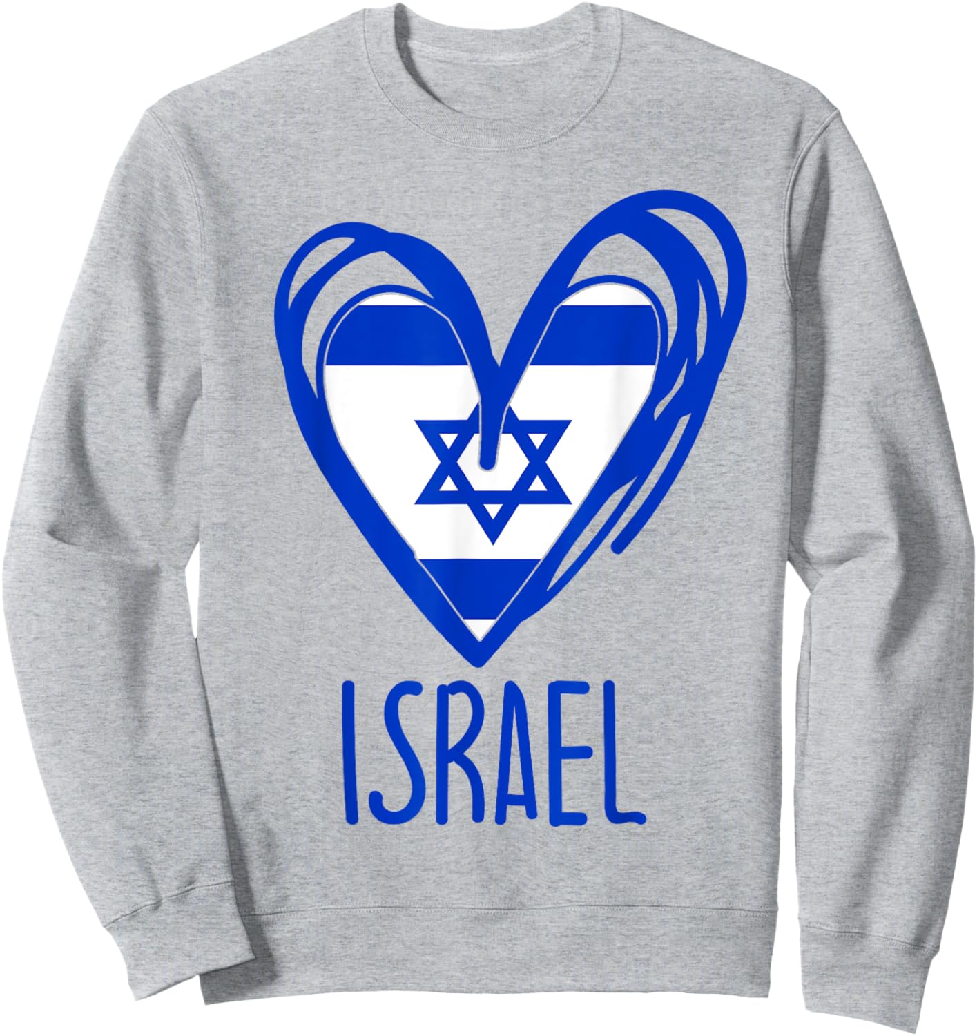Patriotic Israel Pride Israeli Heart Flag Sweatshirt - Sweatshirt | Ash