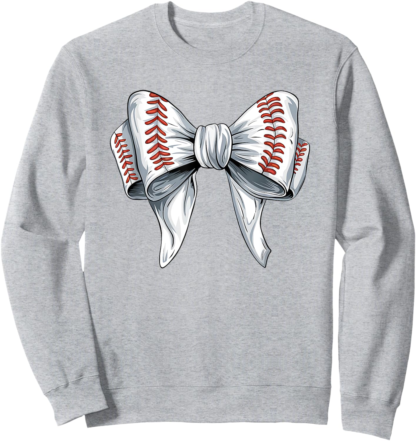 Baseball Coquette Bow Woman Girls Baseball Mom Fun Sweatshirt - Sweatshirt | Ash