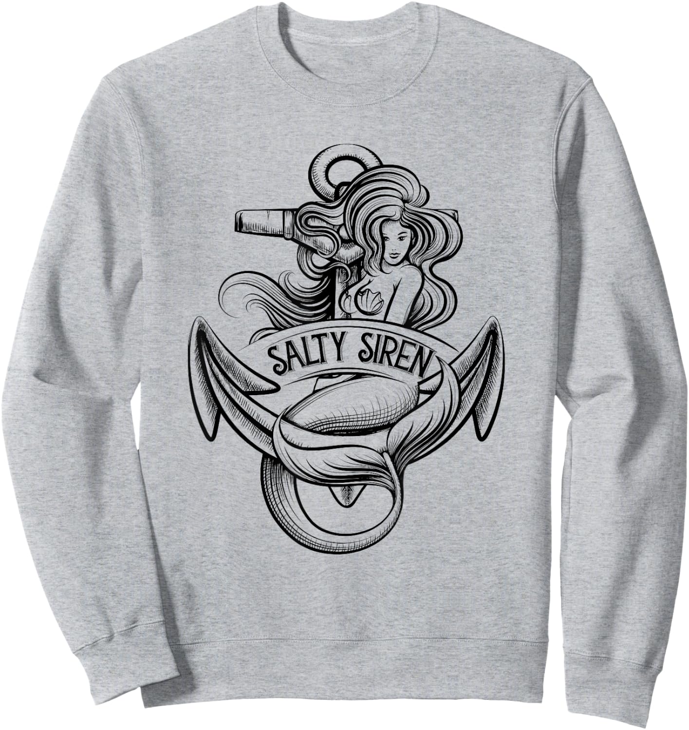 Salty Siren Shirt Girls Trip Cruise Mermaid Nautical Gift Sweatshirt - Sweatshirt | Ash