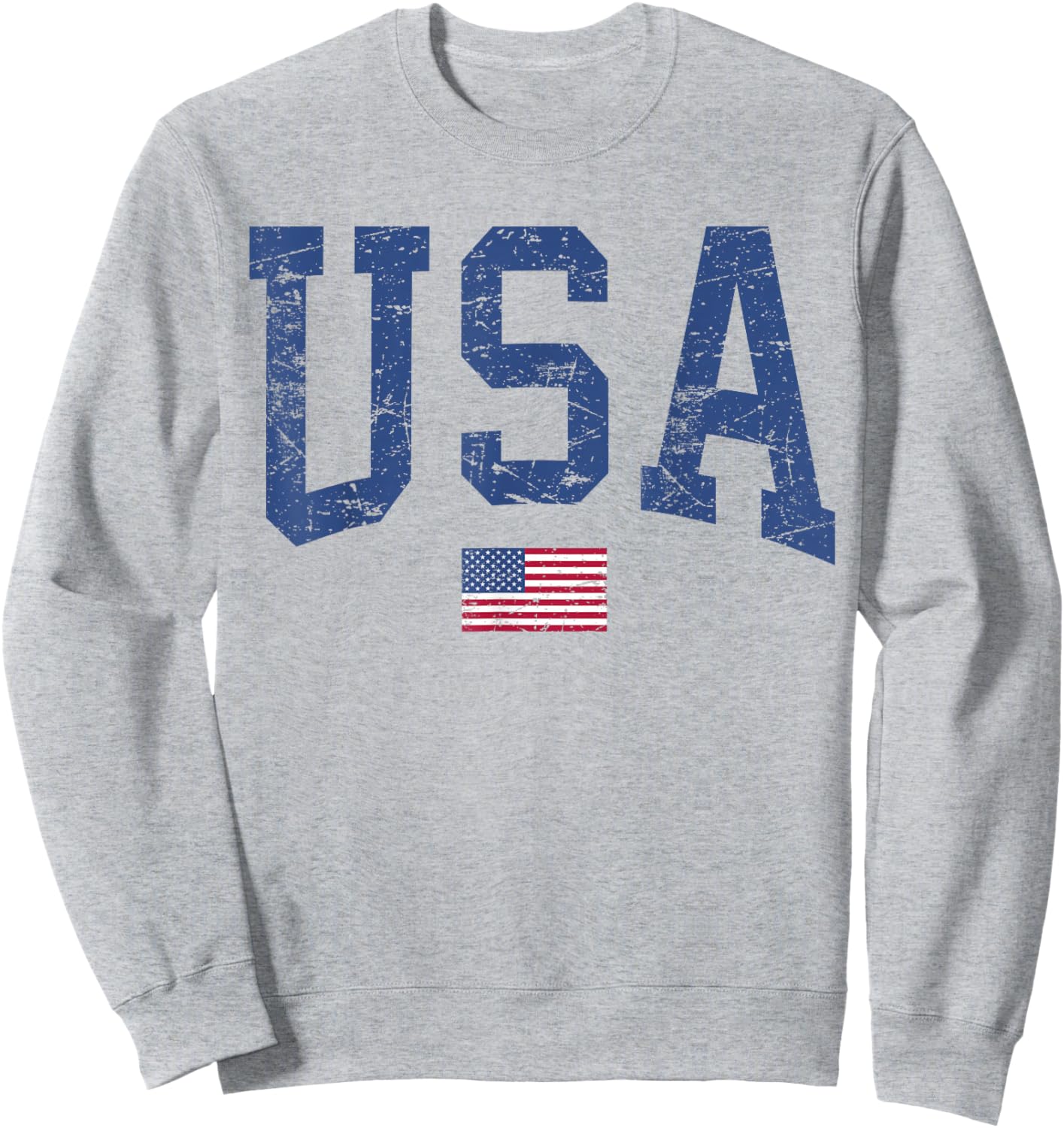USA Women Men Kids Patriotic American Flag Distressed Sweatshirt - Sweatshirt | Ash