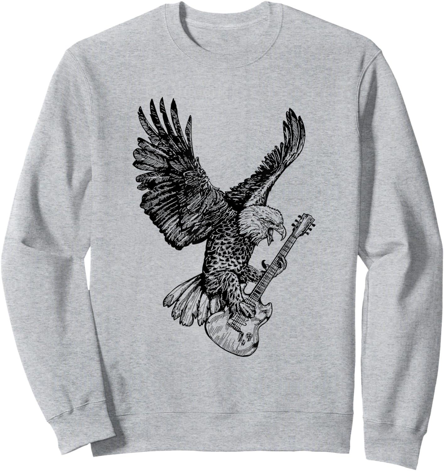 SEEMBO Eagle Playing Guitar Musician Guitarist Music Band Sweatshirt - Sweatshirt | Ash