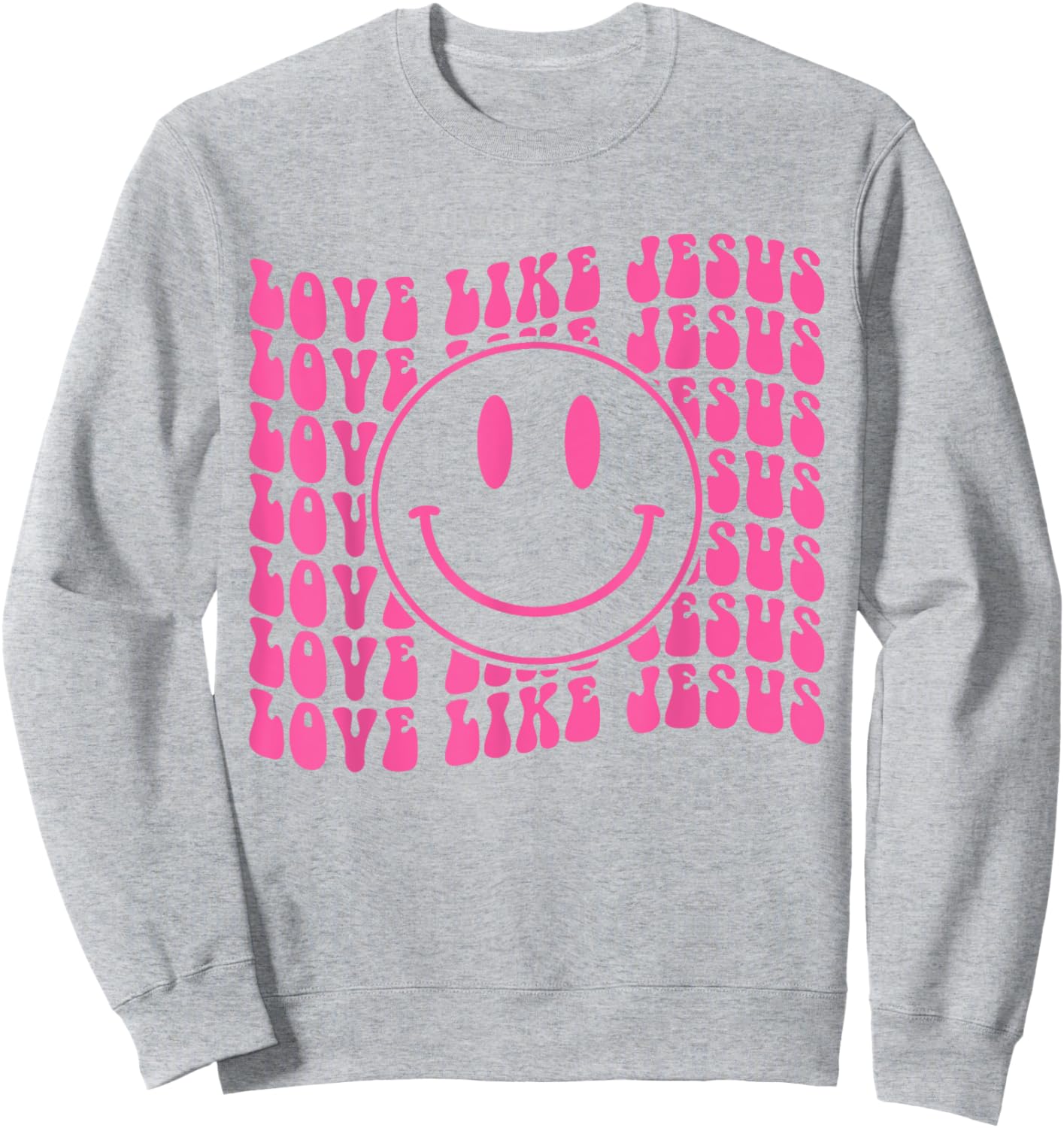 Retro Love Like Jesus Happy Face Aesthetic Sweatshirt - Sweatshirt | Ash