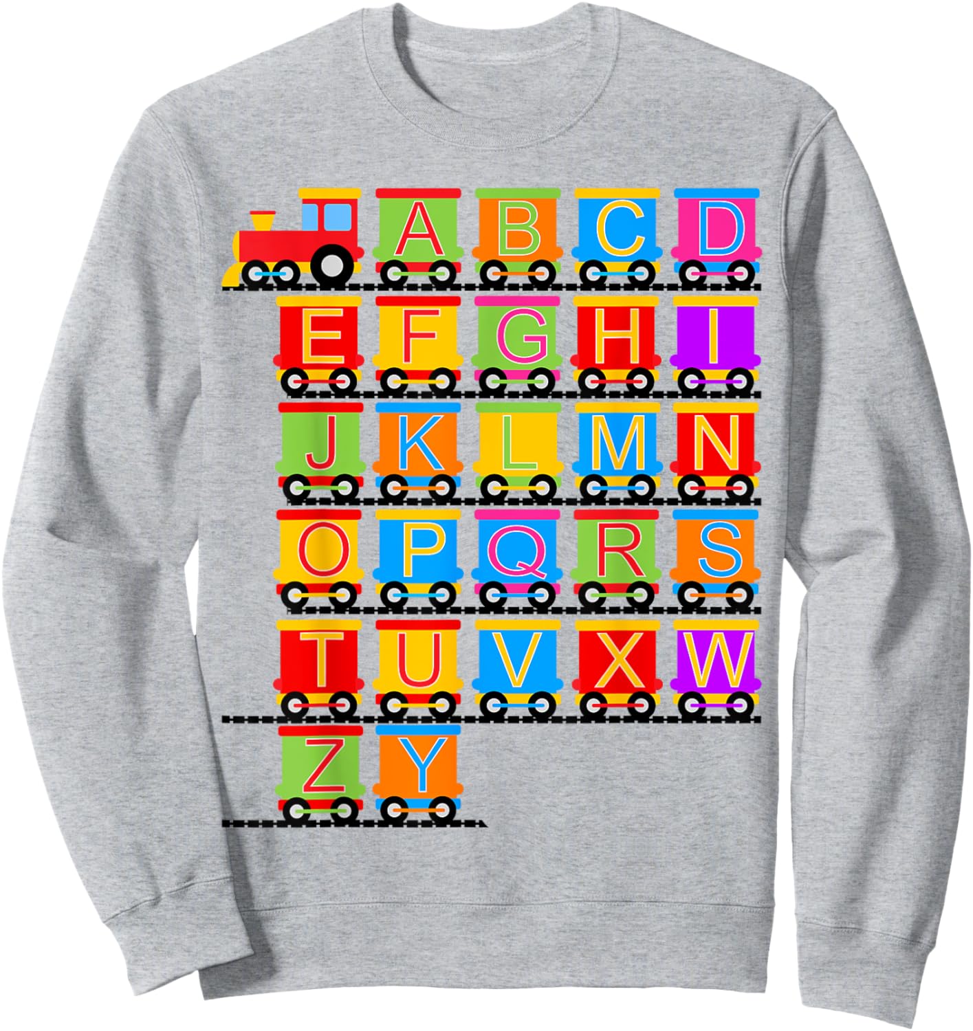 Toddler Boy Train Railroad ABC Alphabet Kindergarten Kids Sweatshirt - Sweatshirt | Ash