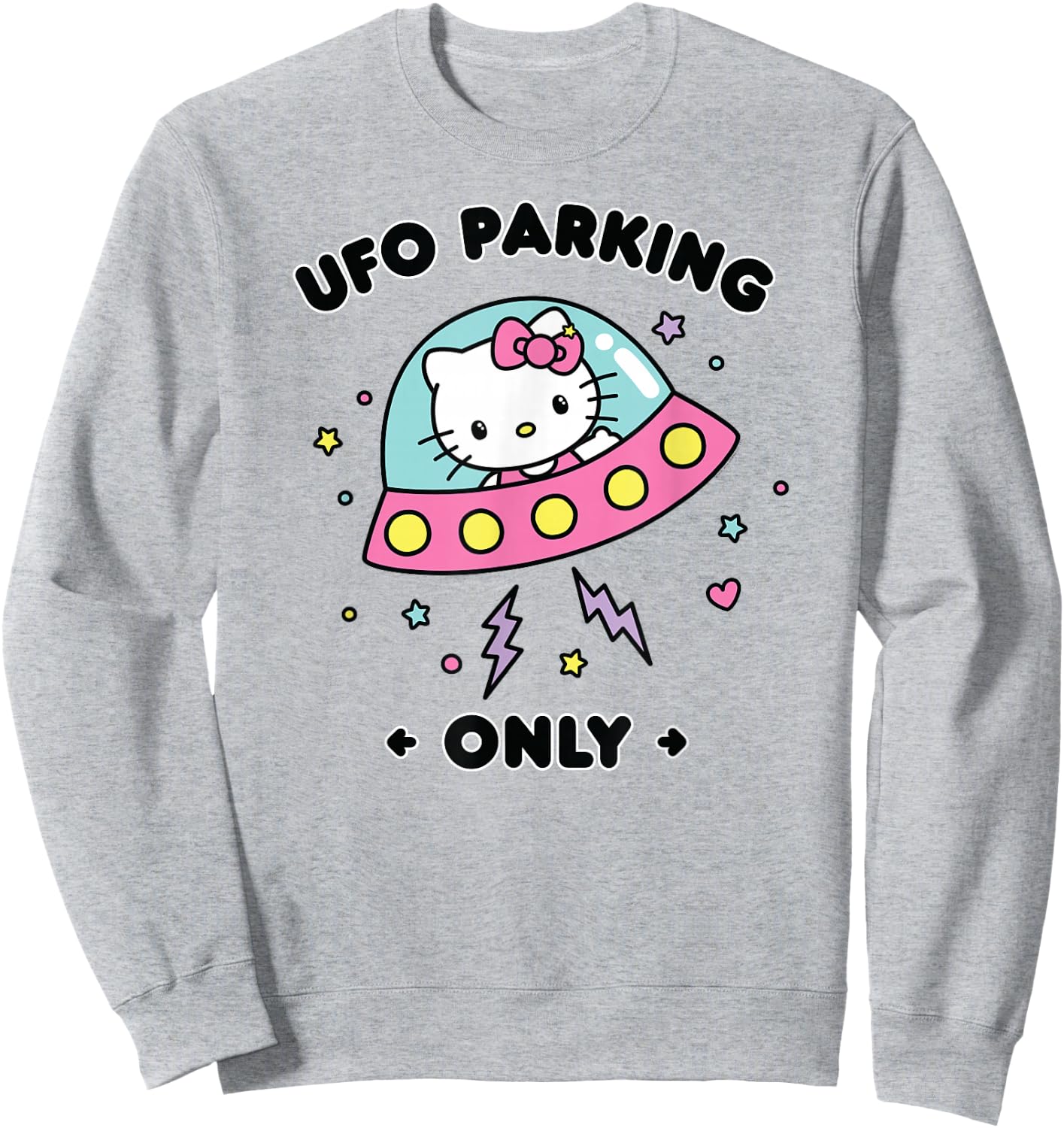 Hello Kitty UFO Parking Only Area 51 Alien Spaceship Sweatshirt - Sweatshirt | Ash