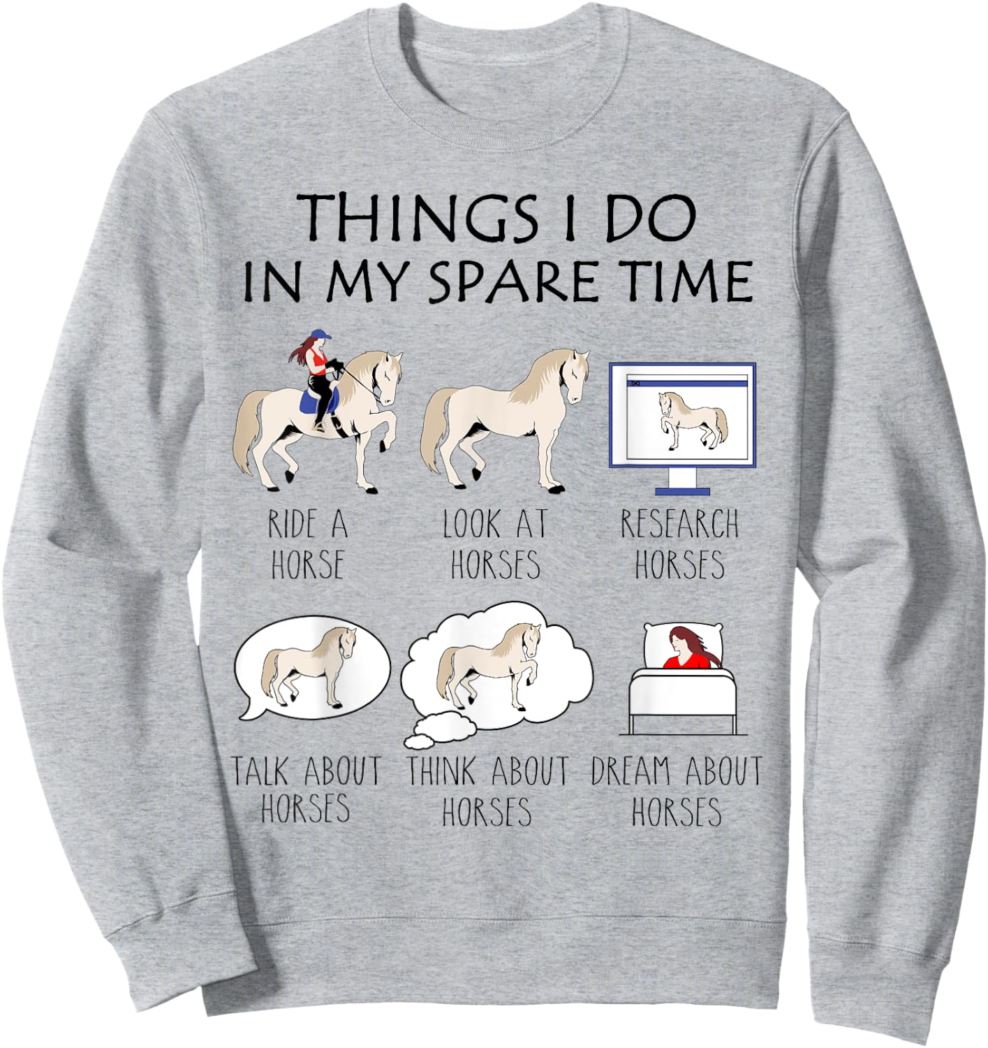 Things I Do In My Spare Time, Horse Gifts For Girls, Women Sweatshirt - Sweatshirt | Ash