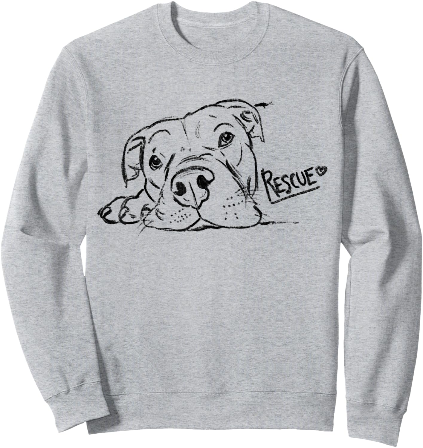 Rescue Dog Sketch, Pit Bull Drawing, Adopt Don't Shop Sweatshirt - Sweatshirt | Ash