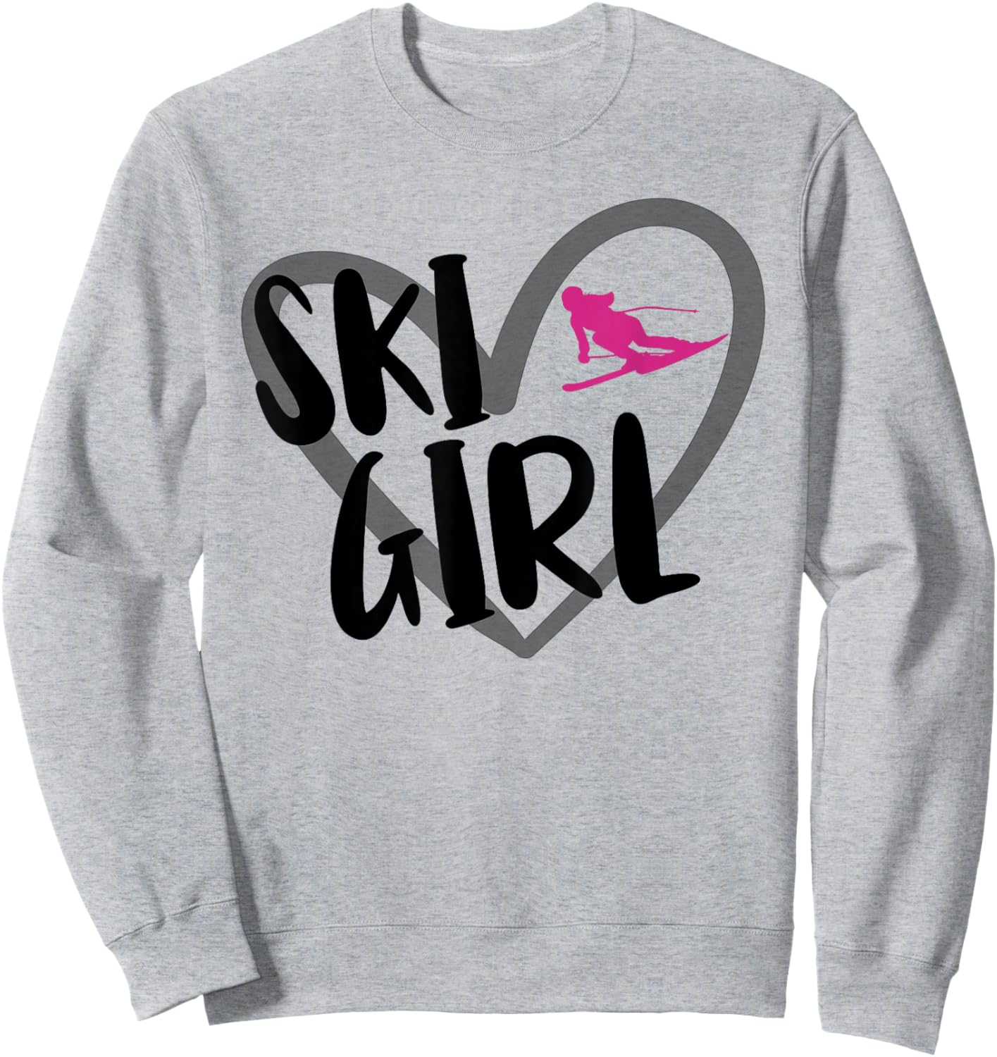Ski Girl Heart Funny Skiing For Skiers Sweatshirt - Sweatshirt | Ash