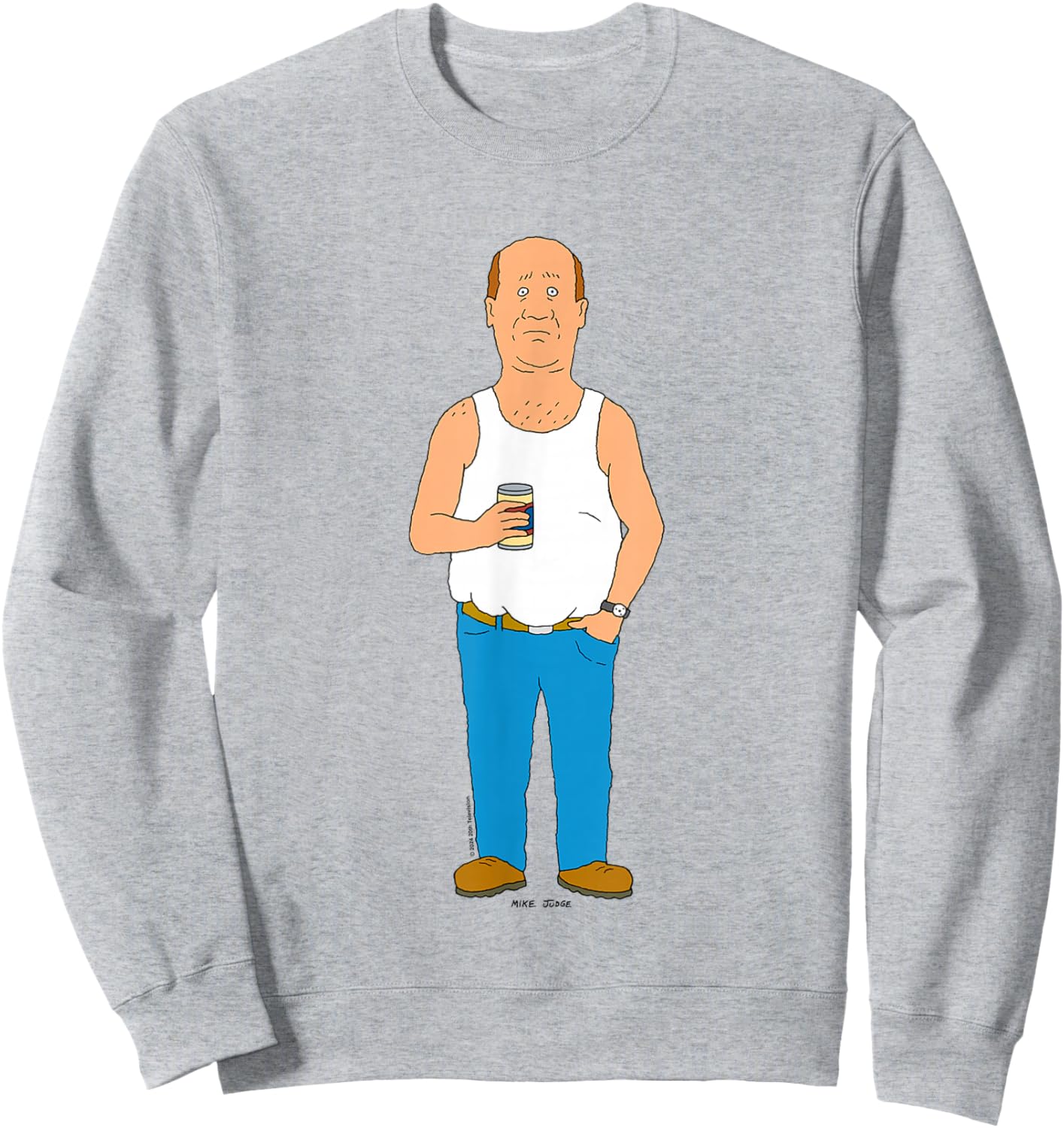 King Of The Hill Iconic Bill Dauterive Big Chest Portrait Sweatshirt - Sweatshirt | Ash