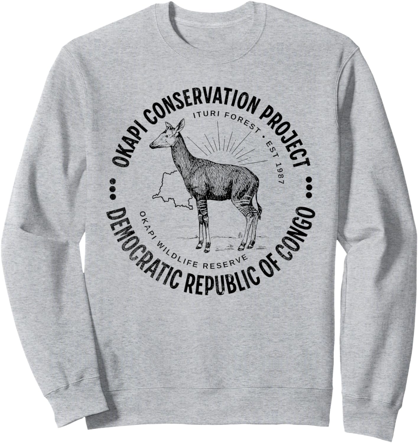 Okapi Conservation African Congo Wildlife Preservation Okapi Sweatshirt - Sweatshirt | Ash