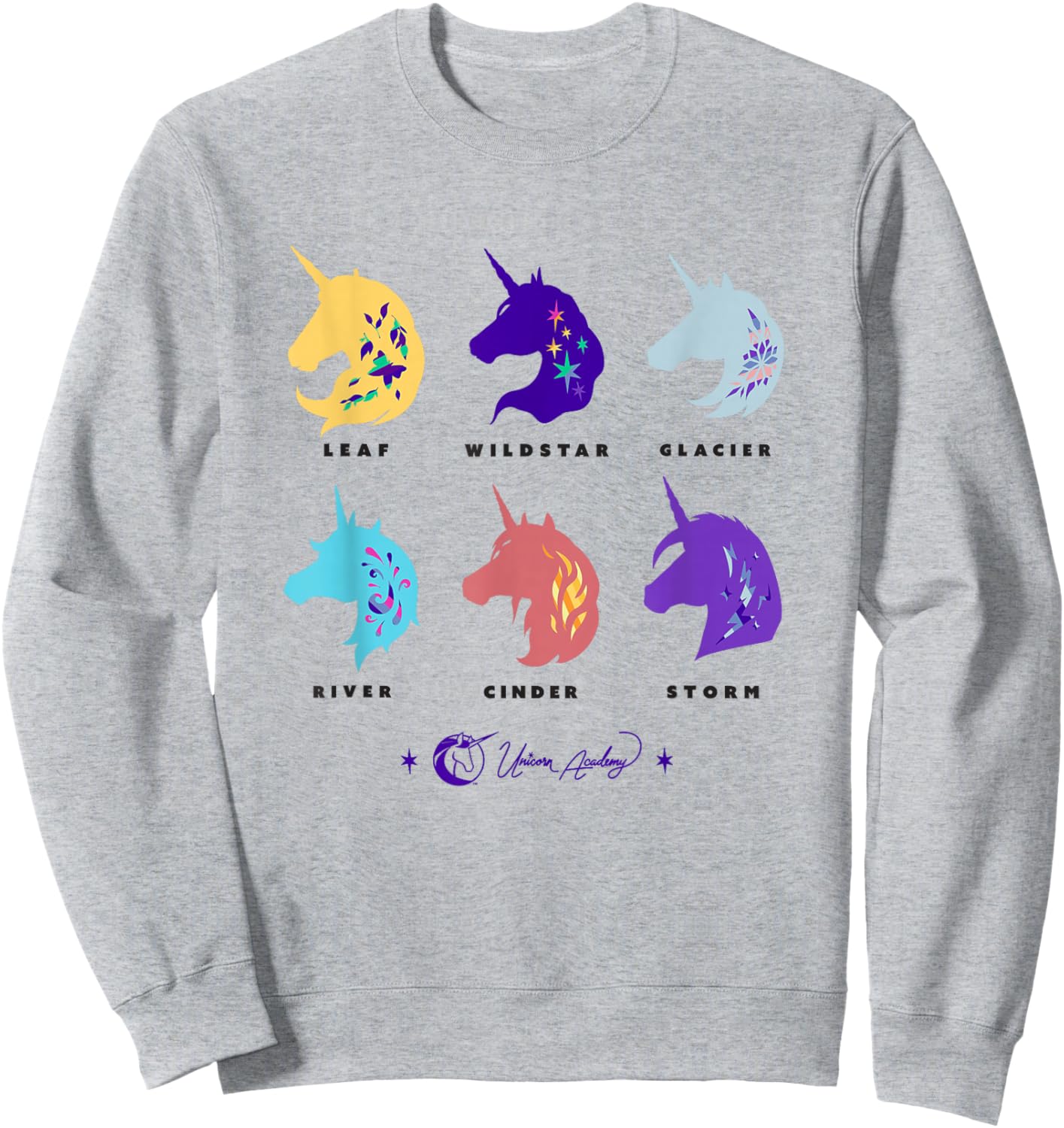 Unicorn Academy Unicorn Silhouettes Graphic Sweatshirt - Sweatshirt | Ash