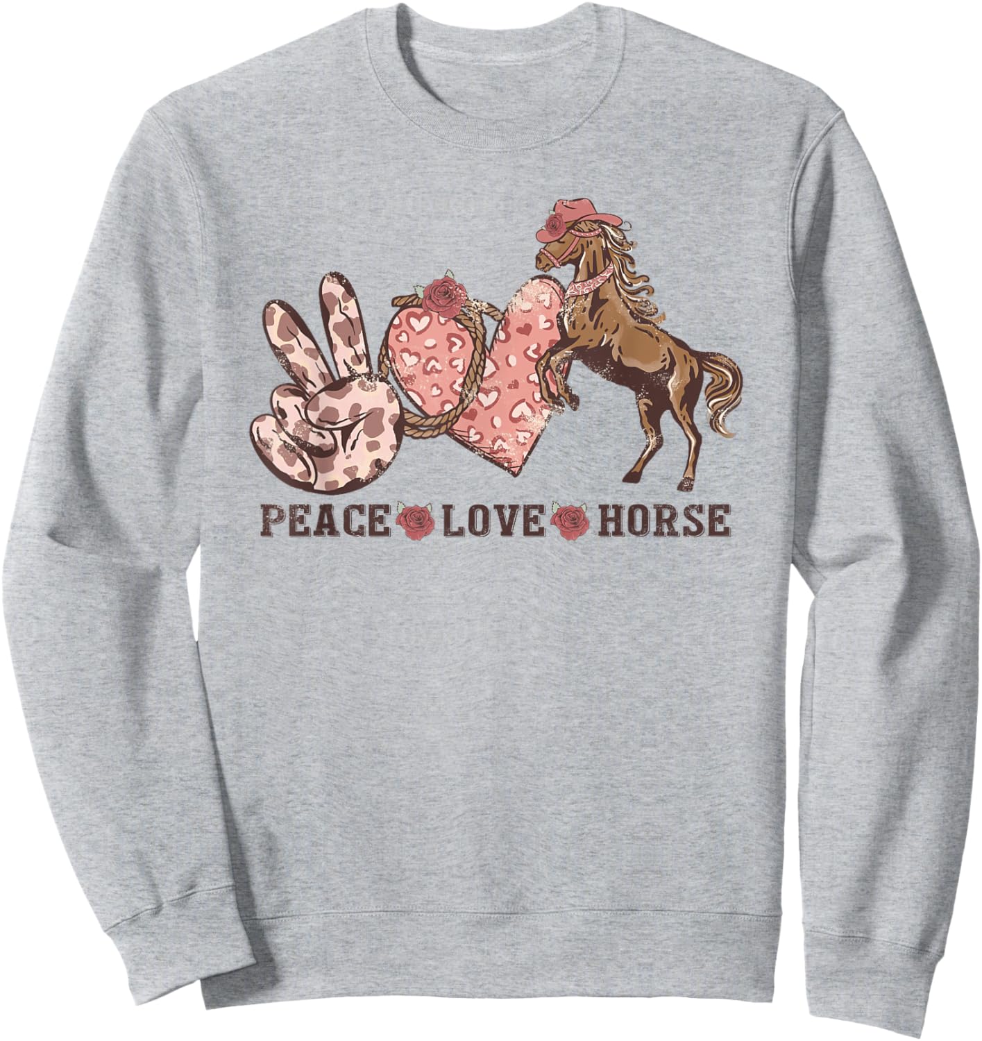 Peace Love Horses Girl I Love My Horses Equestrian Horseback Sweatshirt - Sweatshirt | Ash