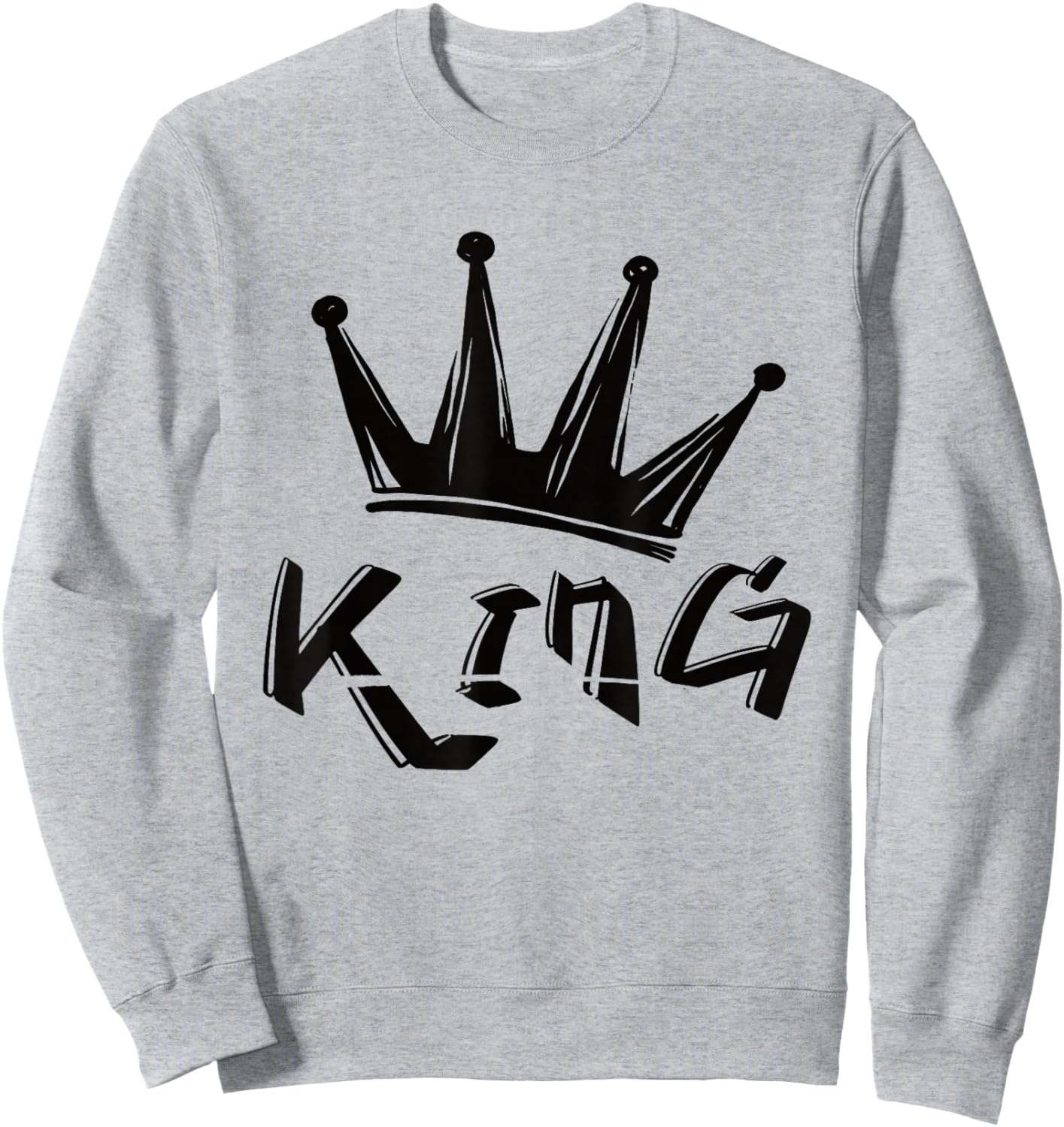 Crown with Writing King Sweatshirt - Sweatshirt | Ash