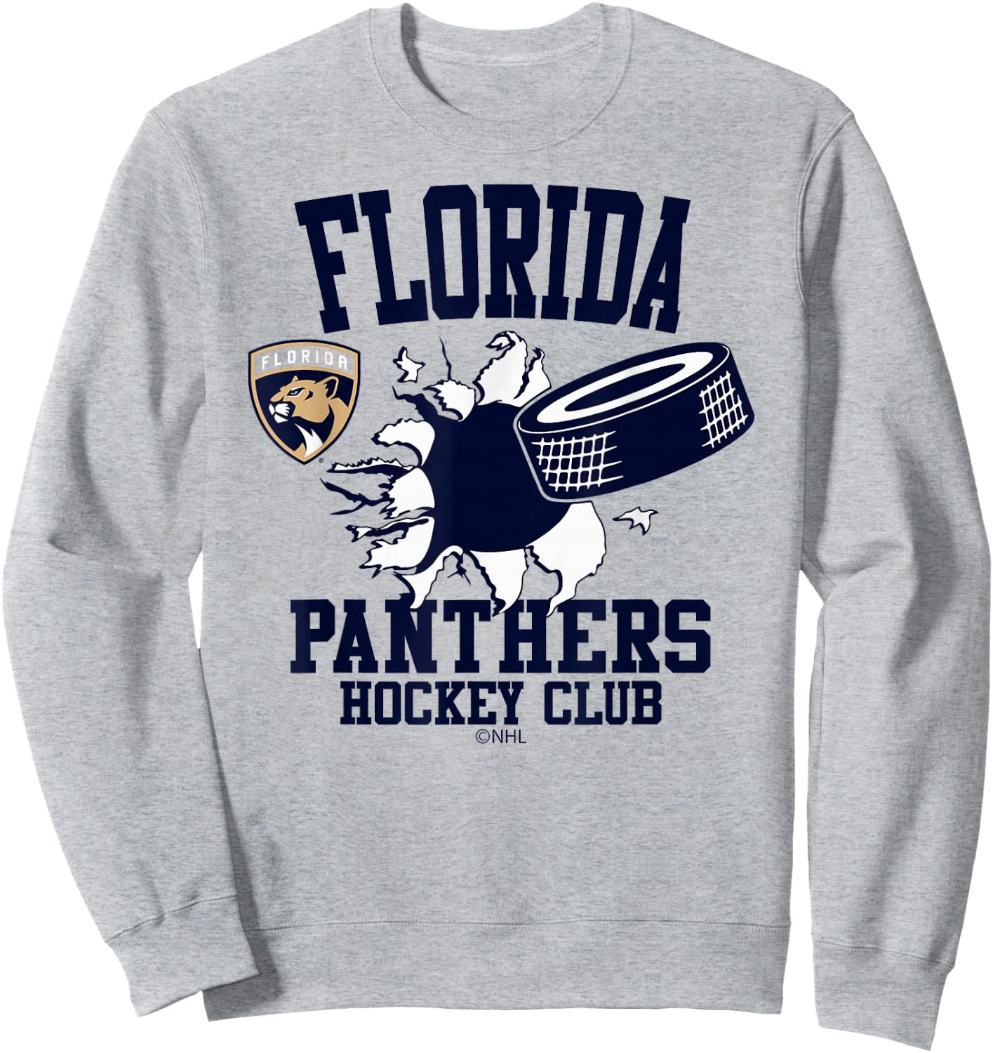 Florida Panthers Hockey Puck Burst Red Officially Licensed Sweatshirt - Sweatshirt | Ash