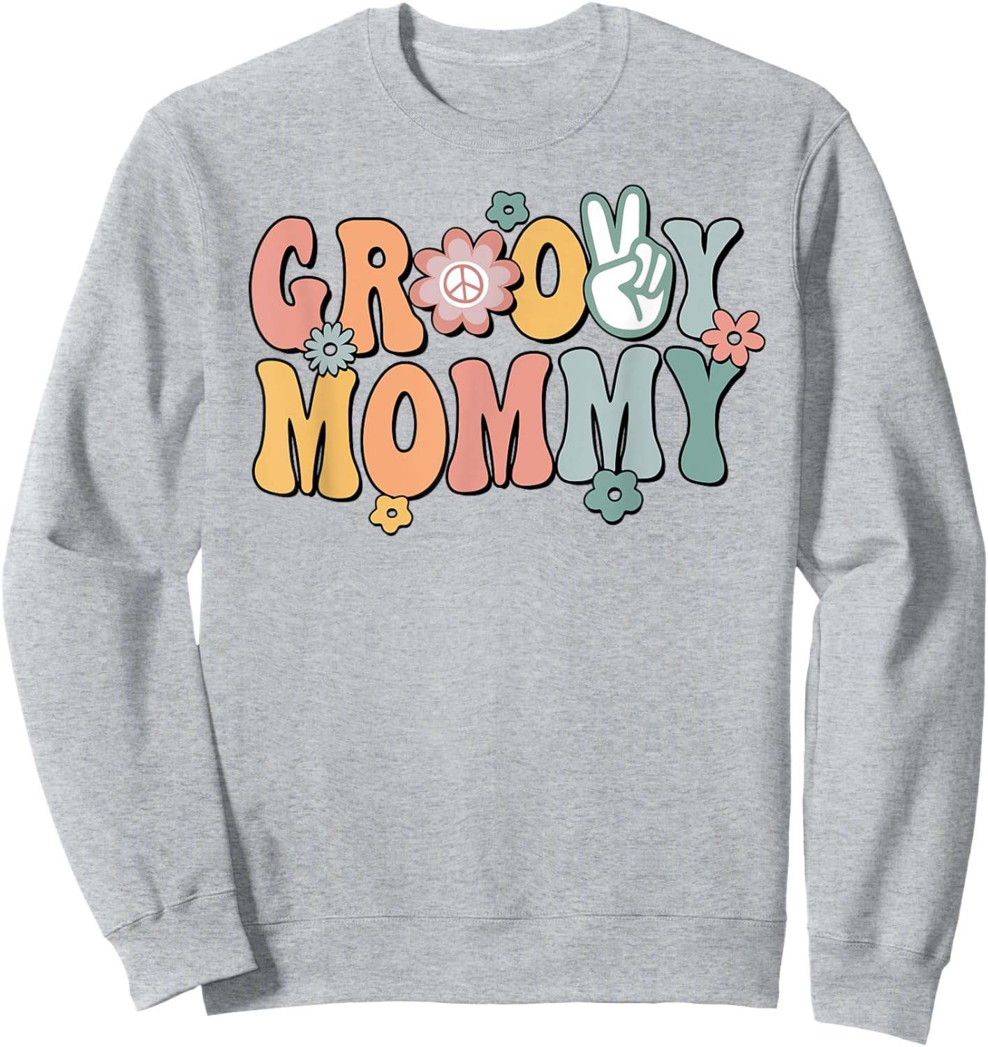 Groovy Mommy Retro Mom Matching Family 1st Birthday Party Sweatshirt - Sweatshirt | Ash