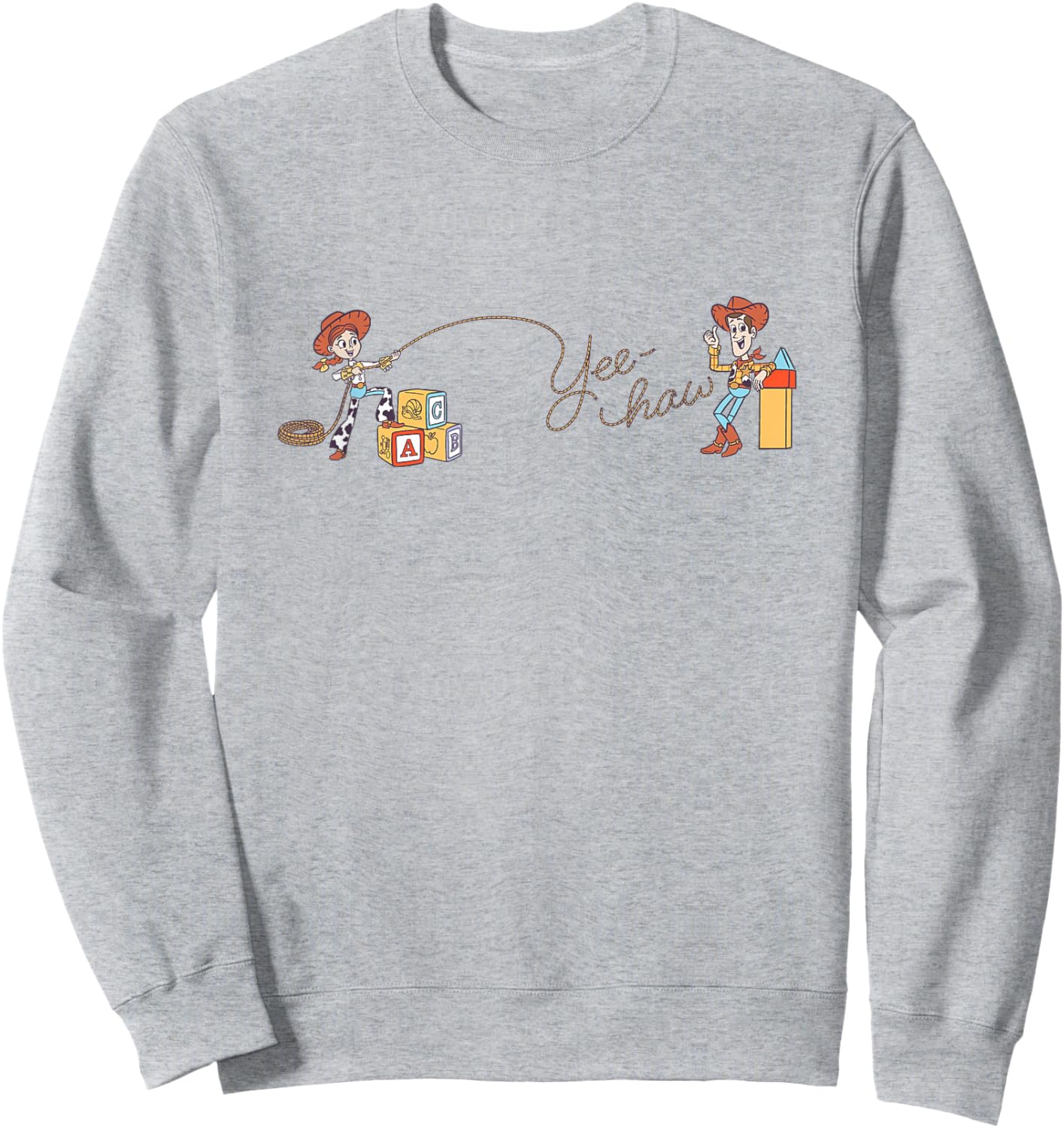 Disney Pixar Toy Story Jessie Woody Cawboys Yee Haw Logo Sweatshirt - Sweatshirt | Ash