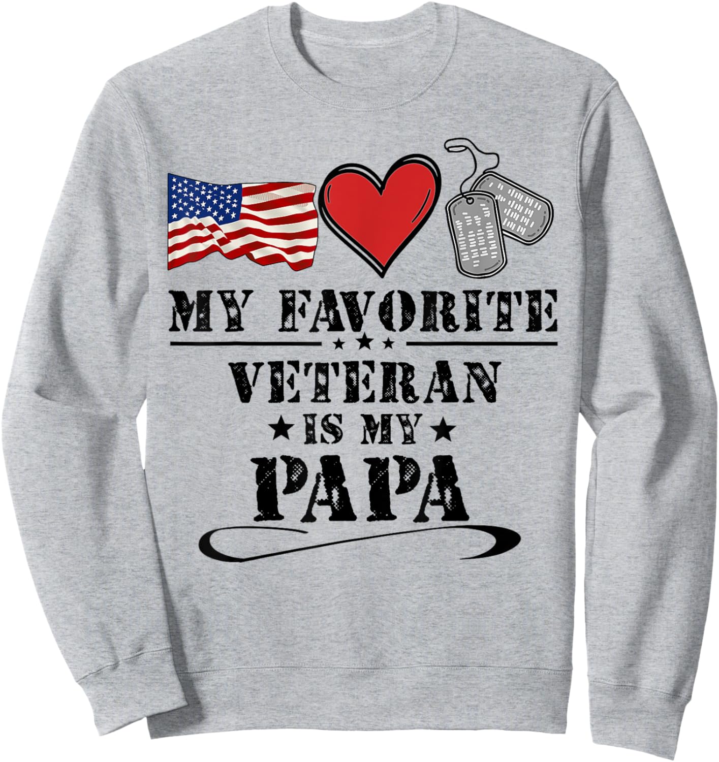 My Favorite Veteran Is My Papa Father Veterans Day Kids Sweatshirt - Sweatshirt | Ash