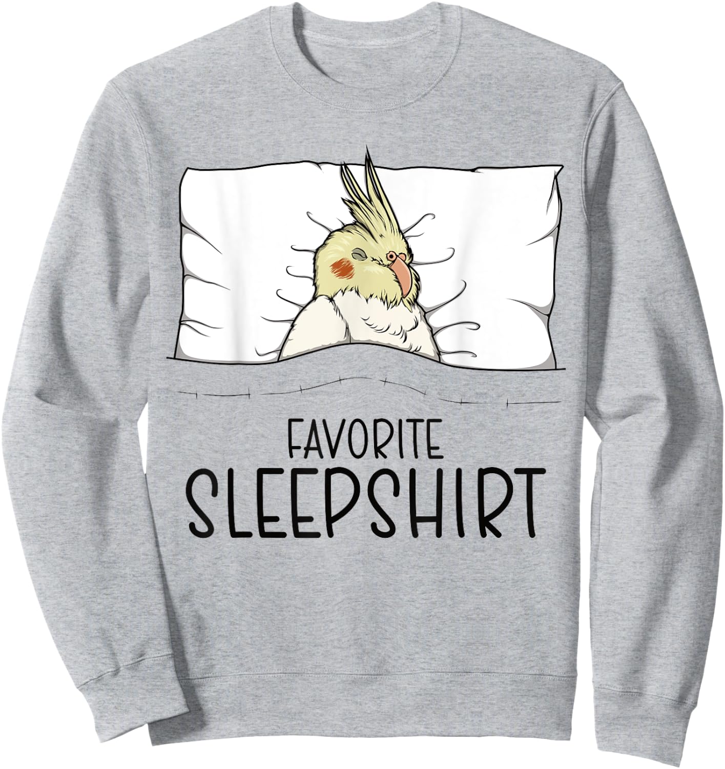 Favorite Sleepshirt Cockatiel, Napping Bird Pajama Sweatshirt - Sweatshirt | Ash