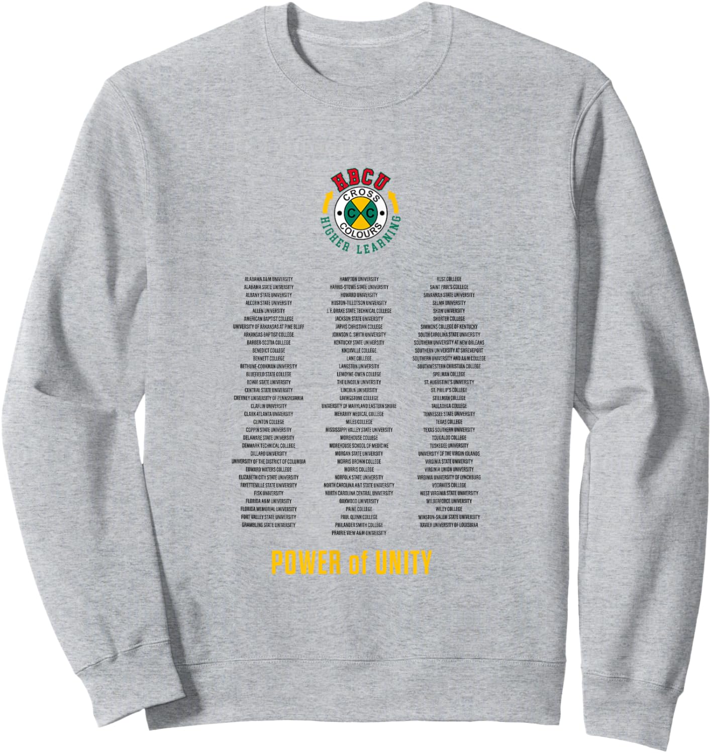 CROSS COLOURS HBCU | Historically Black Colleges | Higher Learning - White, Small, Short Sleeve Sweatshirt - Sweatshirt | Ash