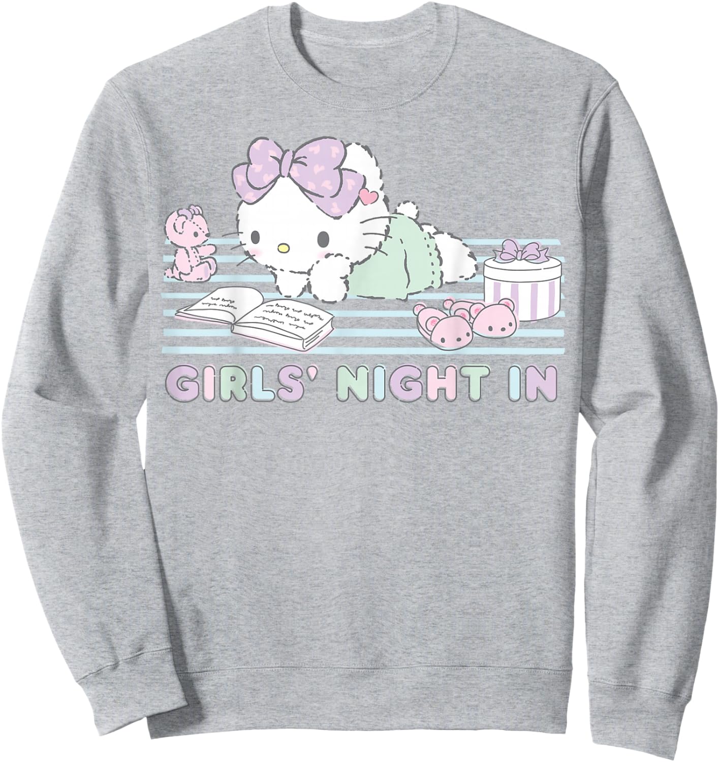 Hello Kitty Girls Night In Reading Short Sleeve Sweatshirt - Sweatshirt | Ash