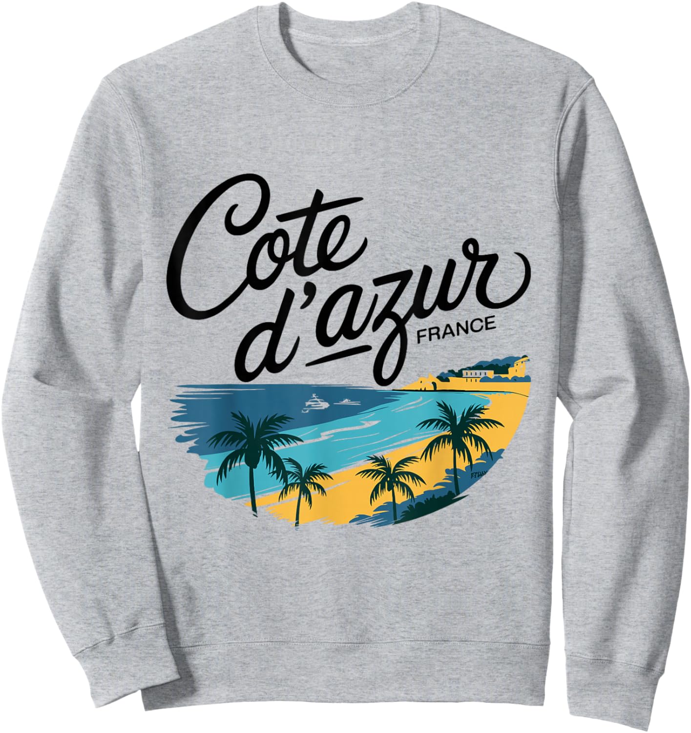 Cote d'Azur France Travel Holiday Souvenir Beach , white, S Sweatshirt - Sweatshirt | Ash