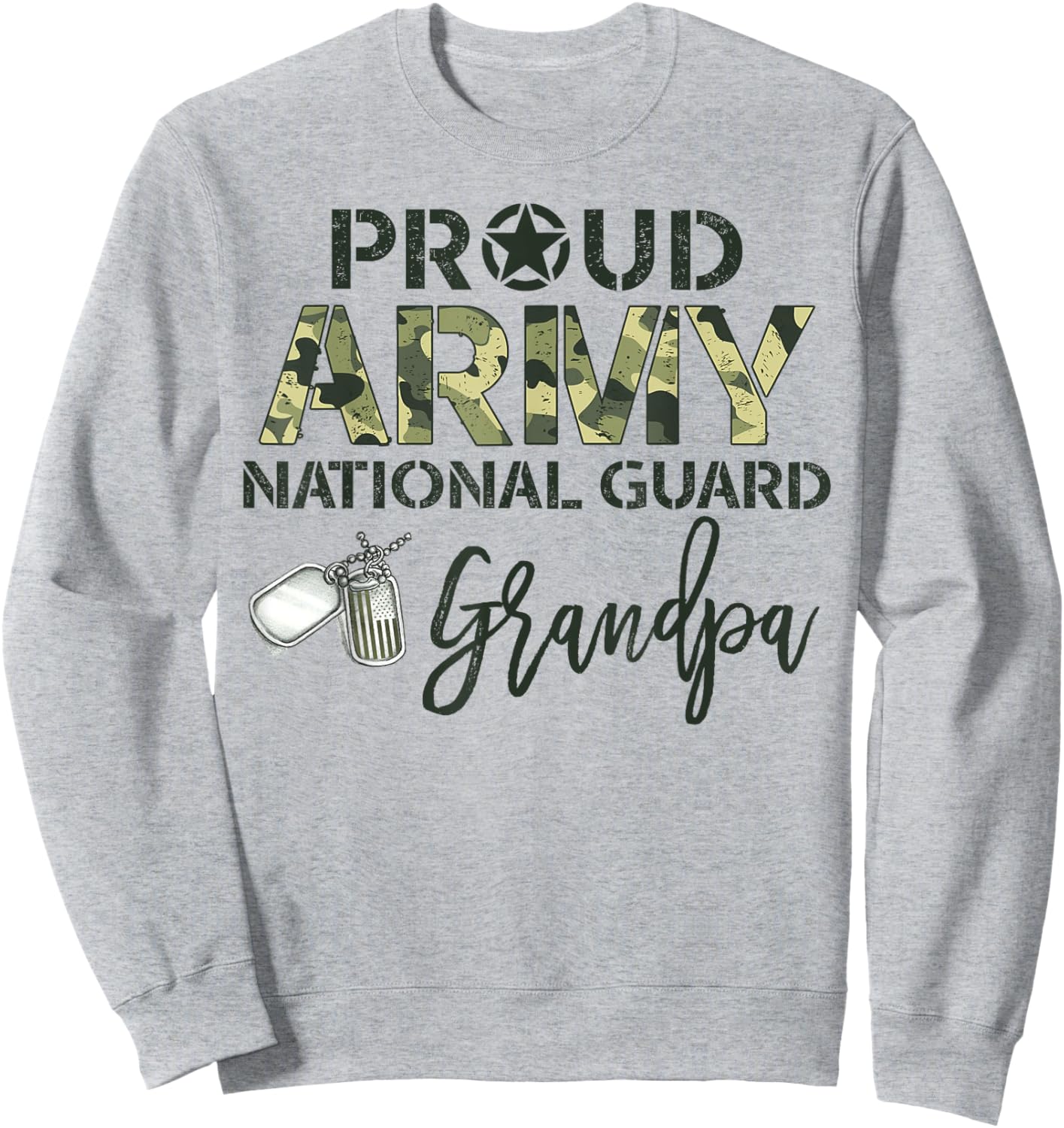 Proud Army National Guard Grandpa Military Family Matching Sweatshirt - Sweatshirt | Ash