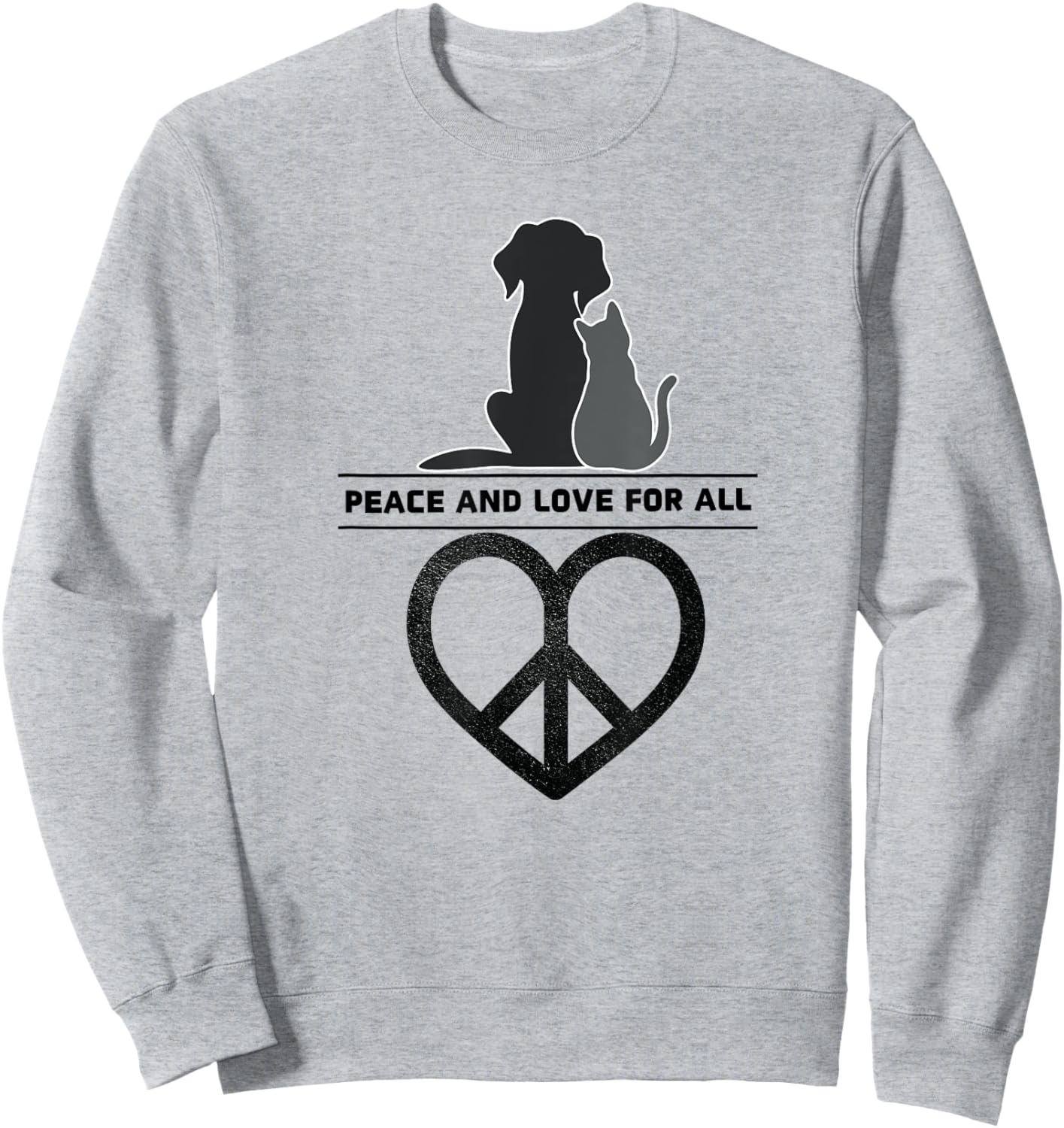 Peace and Love for All World Pet Dog Cat Love Peace Sign Men Women Girls Kids Sweatshirt - Sweatshirt | Ash