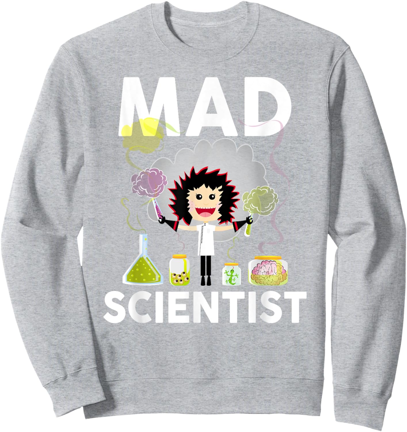 Mad Scientist Shirt Kids Boys Youth Adult Funny Science Sweatshirt - Sweatshirt | Ash