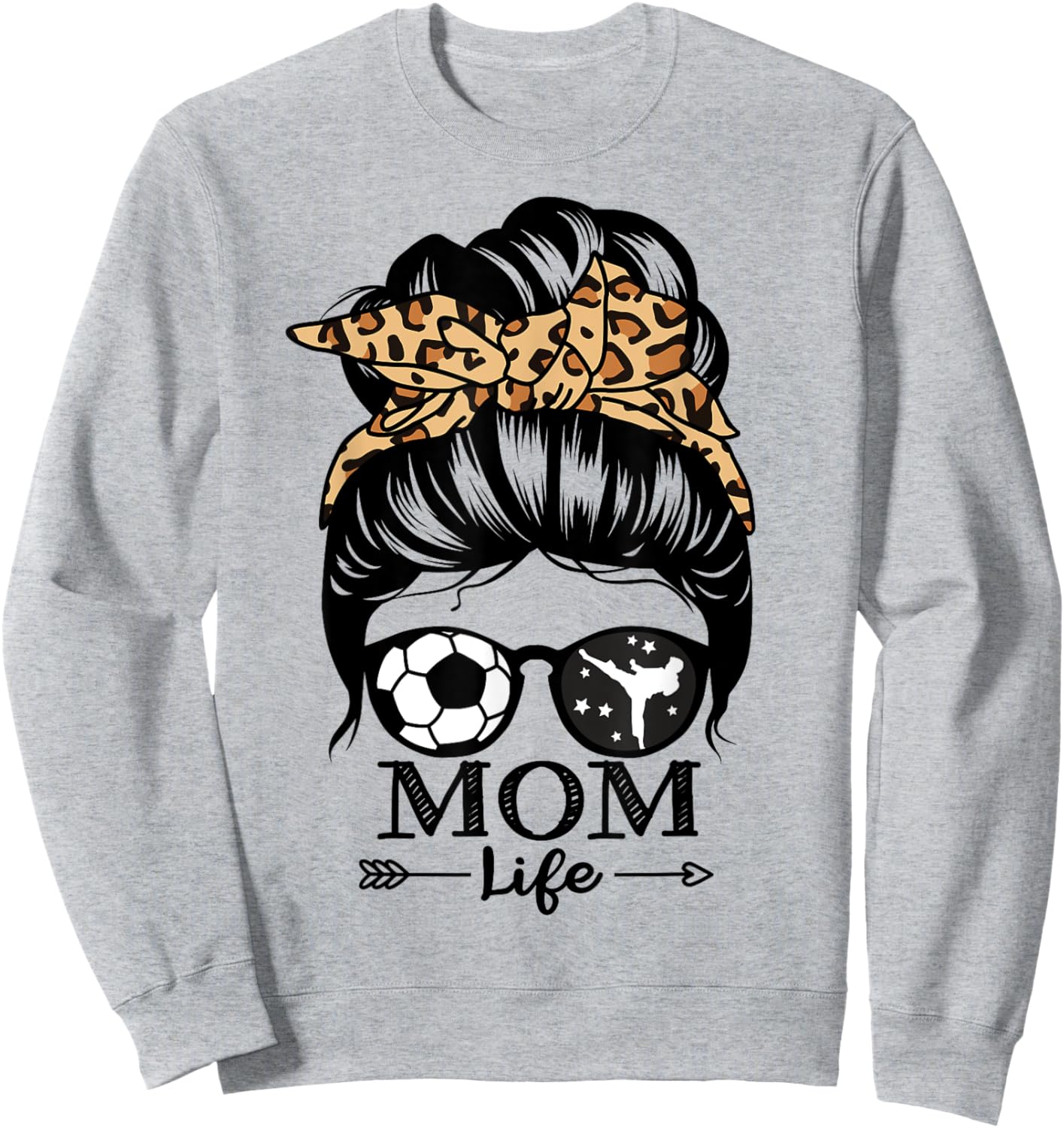Mom Life Messy Bun Hair Funny Soccer Karate Mom Sweatshirt - Sweatshirt | Ash