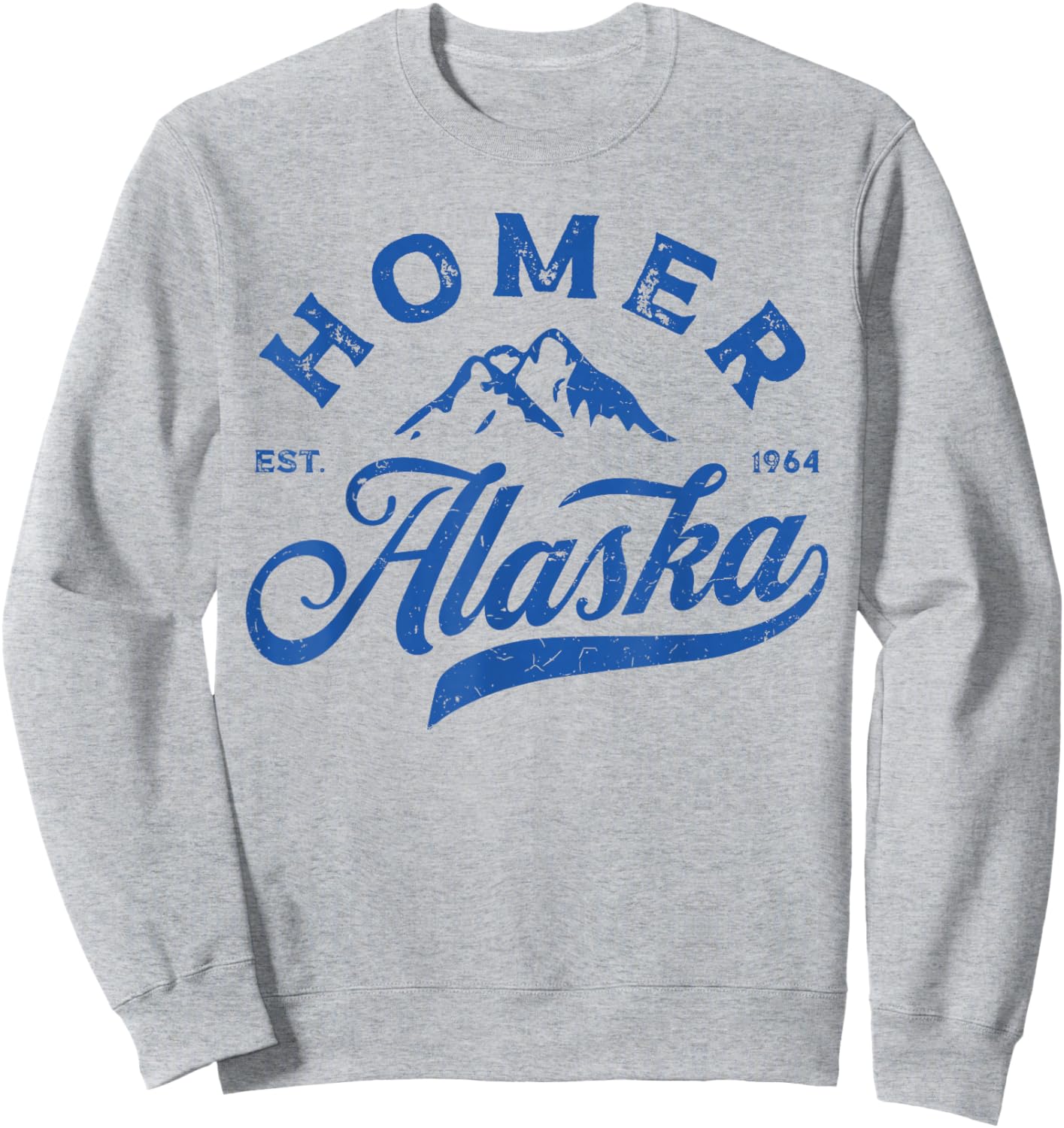 Vintage Homer Alaska AK Mountains Family Vacation Souvenir Sweatshirt - Sweatshirt | Ash