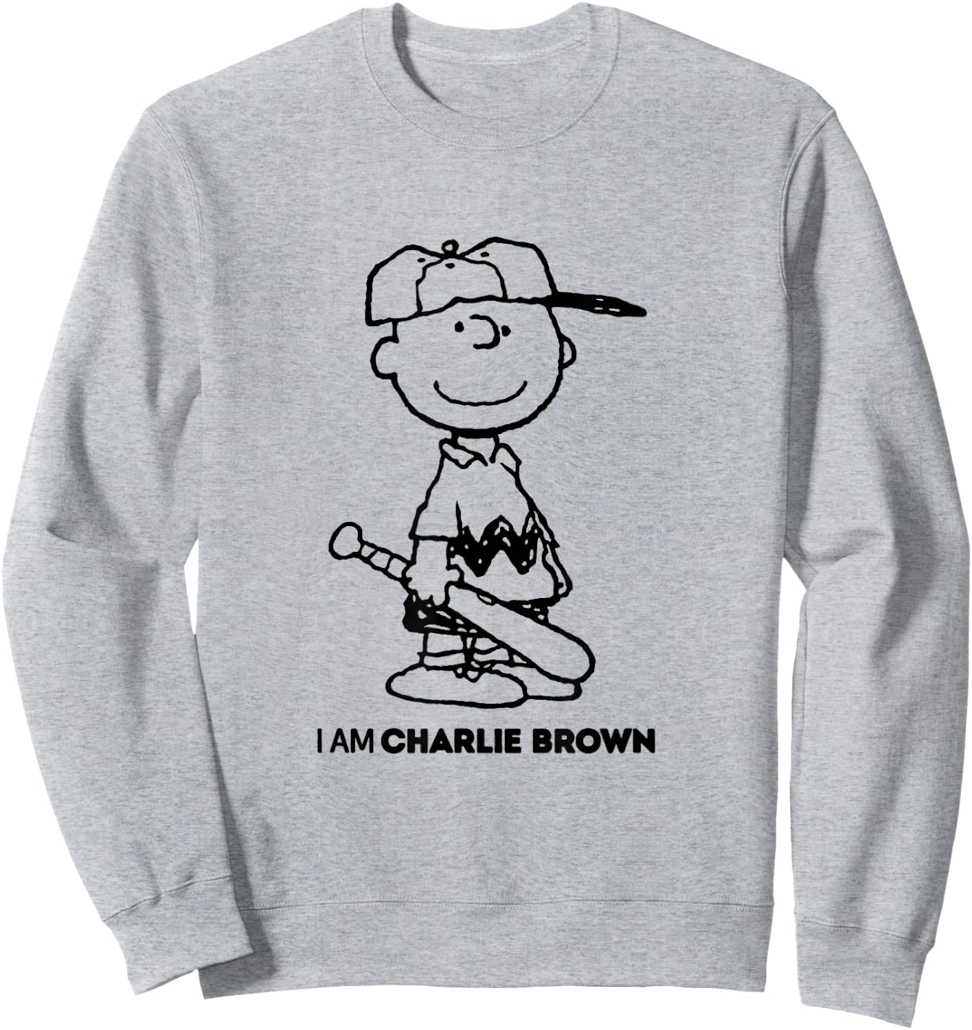 Peanuts I Am Charlie Brown Black Text Sweatshirt - Sweatshirt | Ash
