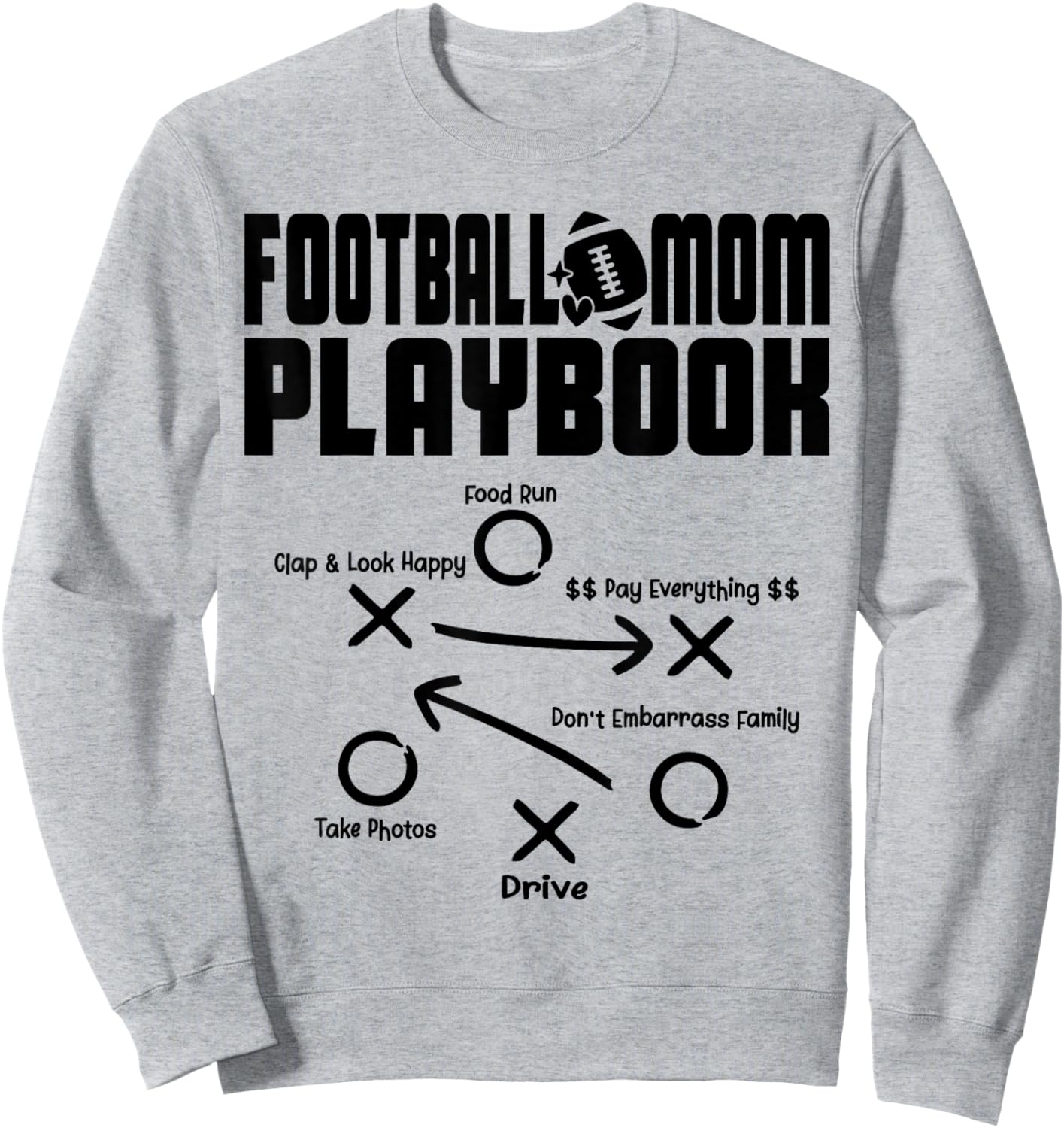 Football Mom PLAYBOOK Football Love Football Player Game Day Sweatshirt - Sweatshirt | Ash