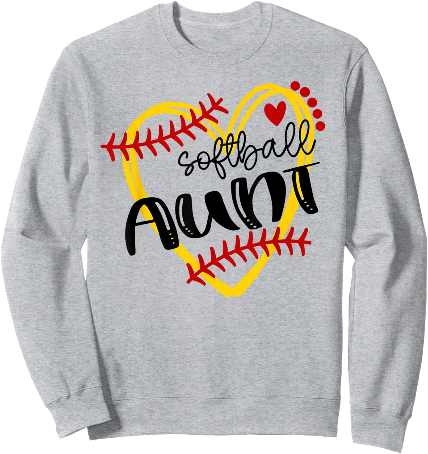 Personalized Softball Heart Cute Aunt Women Softball Sweatshirt - Sweatshirt | Ash