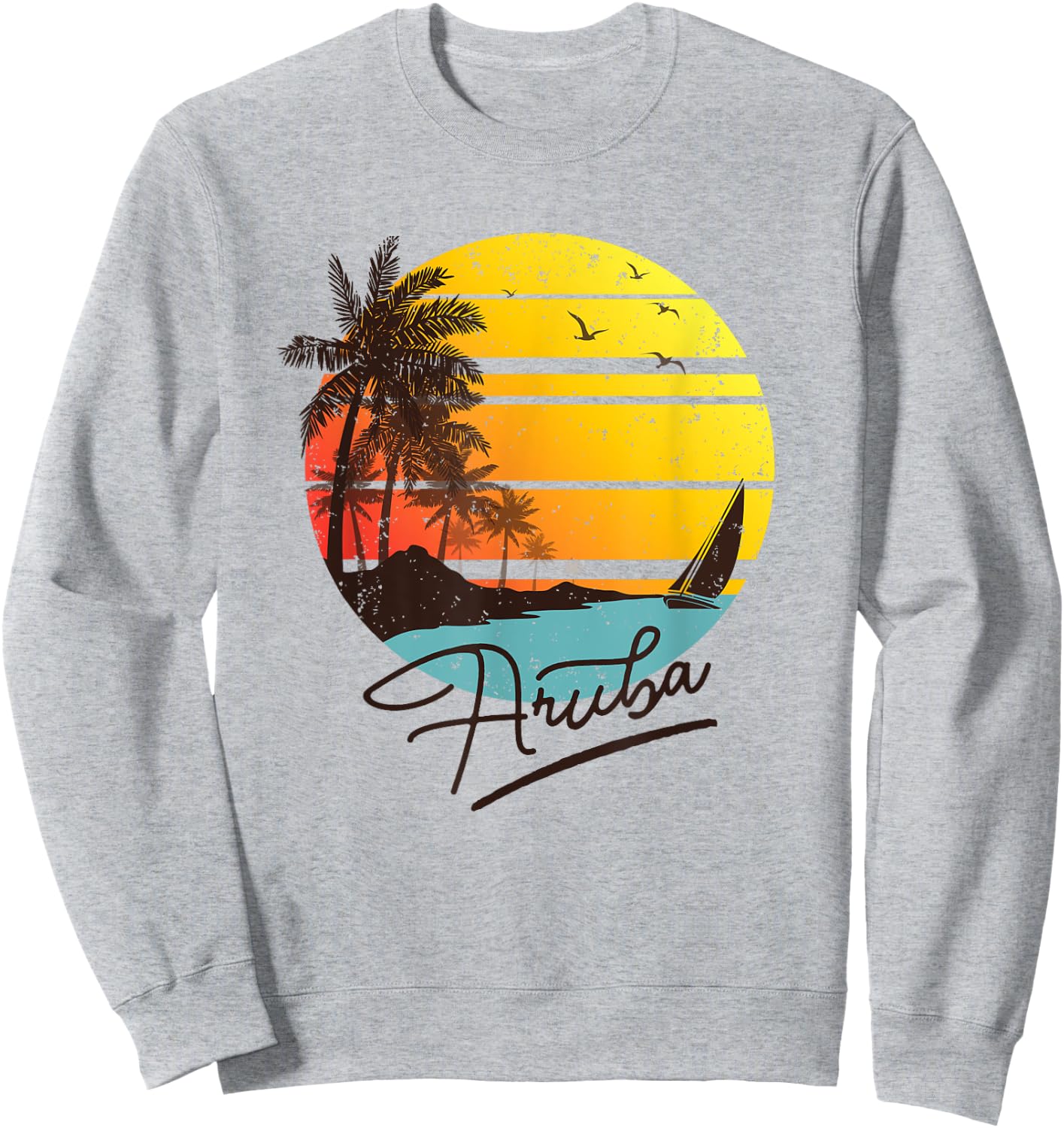 Aruba Retro Summer Tropical Beach Sweatshirt - Sweatshirt | Ash