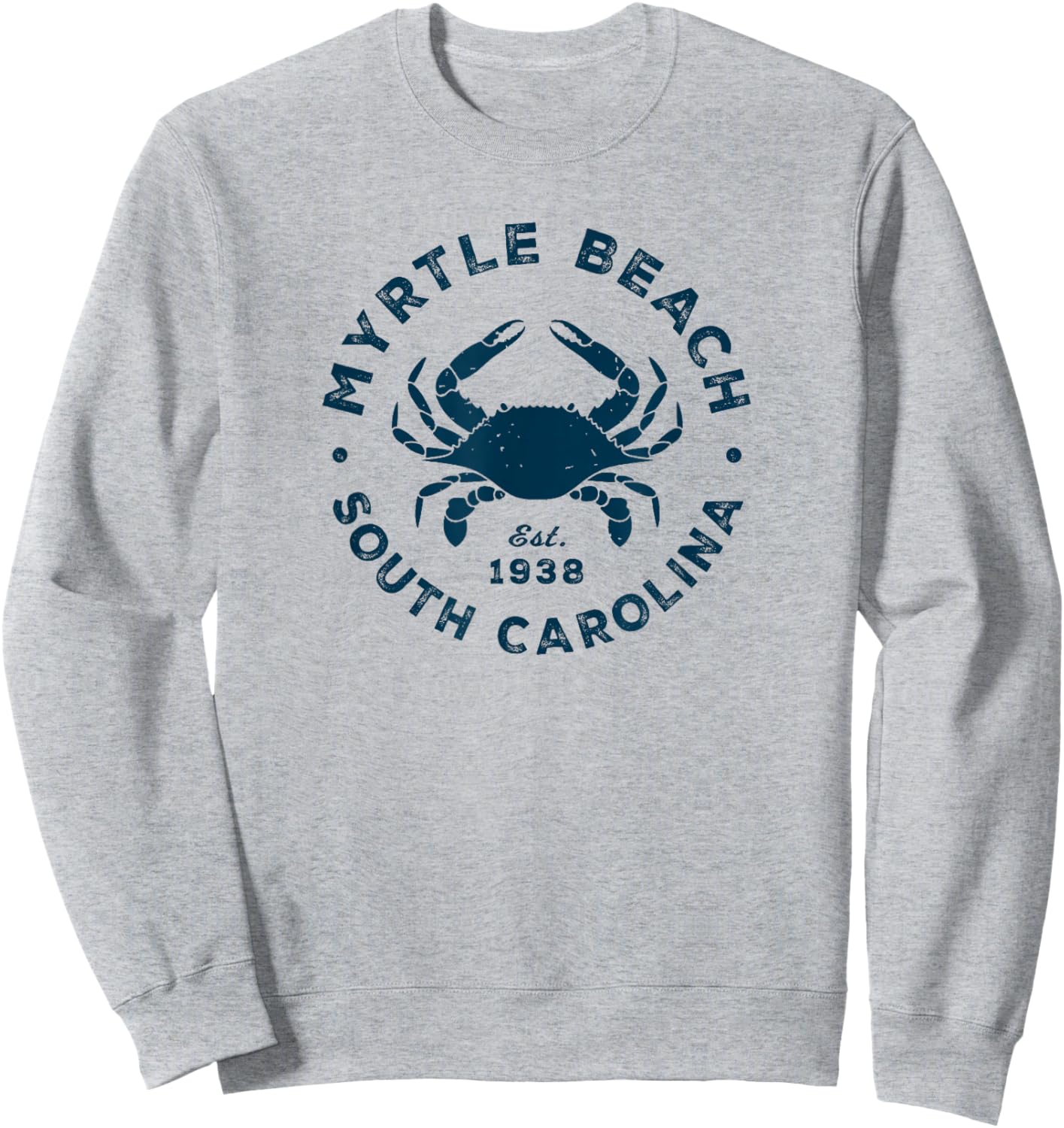 Myrtle Beach South Carolina Blue Crab Vacation Souvenir Sweatshirt - Sweatshirt | Ash
