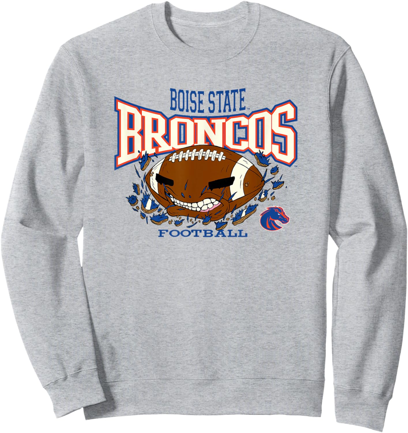 Boise State Broncos Football Bite Orange Officially Licensed Sweatshirt - Sweatshirt | Ash