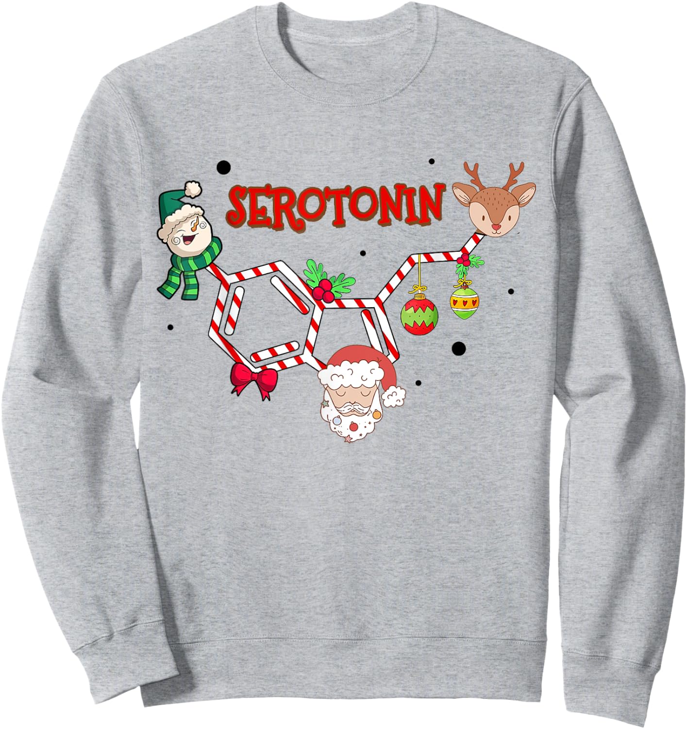 Serotonin Christmas, Mental Health Counselor Christmas Sweatshirt - Sweatshirt | Ash
