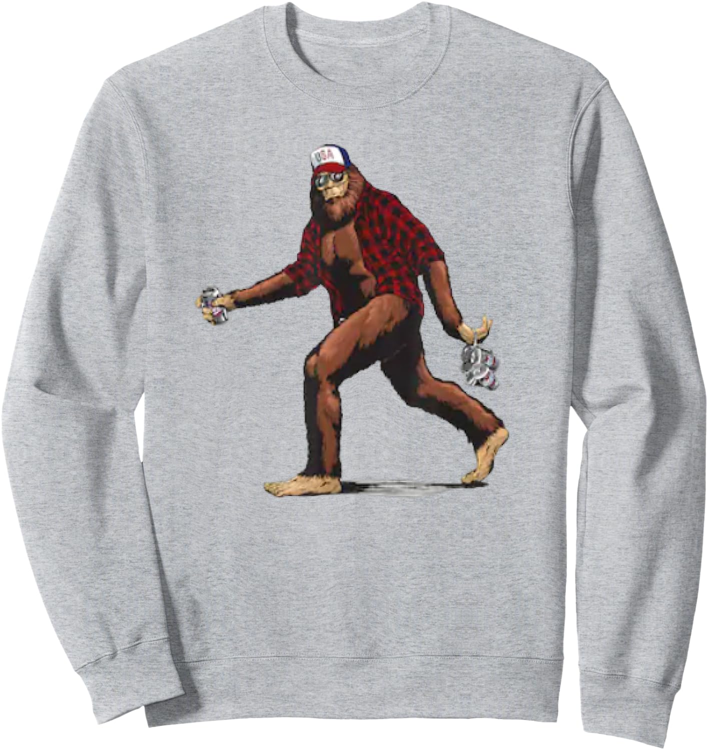 Beer Drinking Big Foot Graphic Sweatshirt - Sweatshirt | Ash