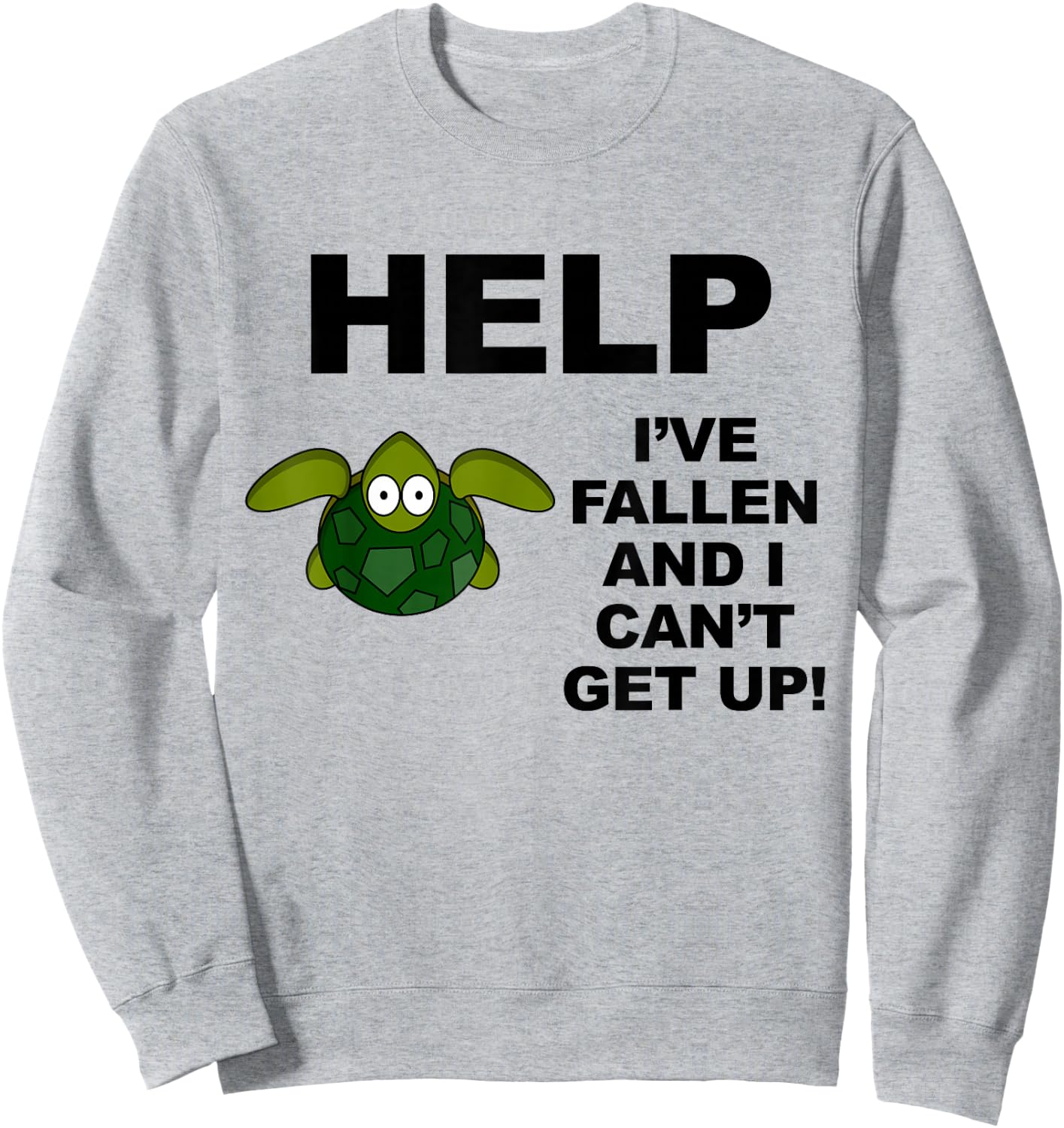Help I've Fallen And I Can't Get Up - Upside Down Turtle Sweatshirt - Sweatshirt | Ash