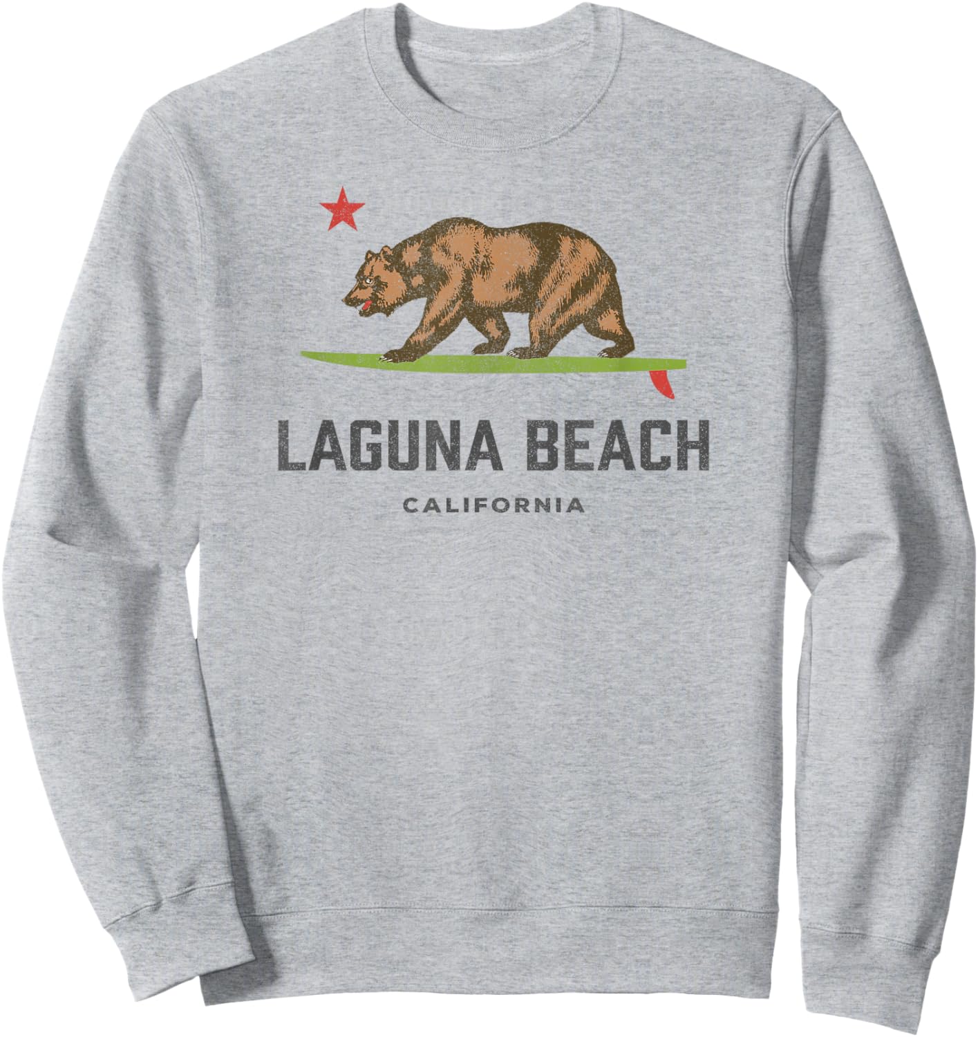 Vintage Laguna Beach California Bear Surfing Souvenir Sweatshirt - Sweatshirt | Ash