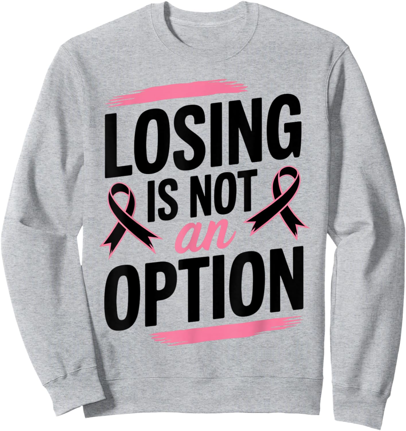 Pink Ribbon Breast Cancer Awareness Sweatshirt - Sweatshirt | Ash
