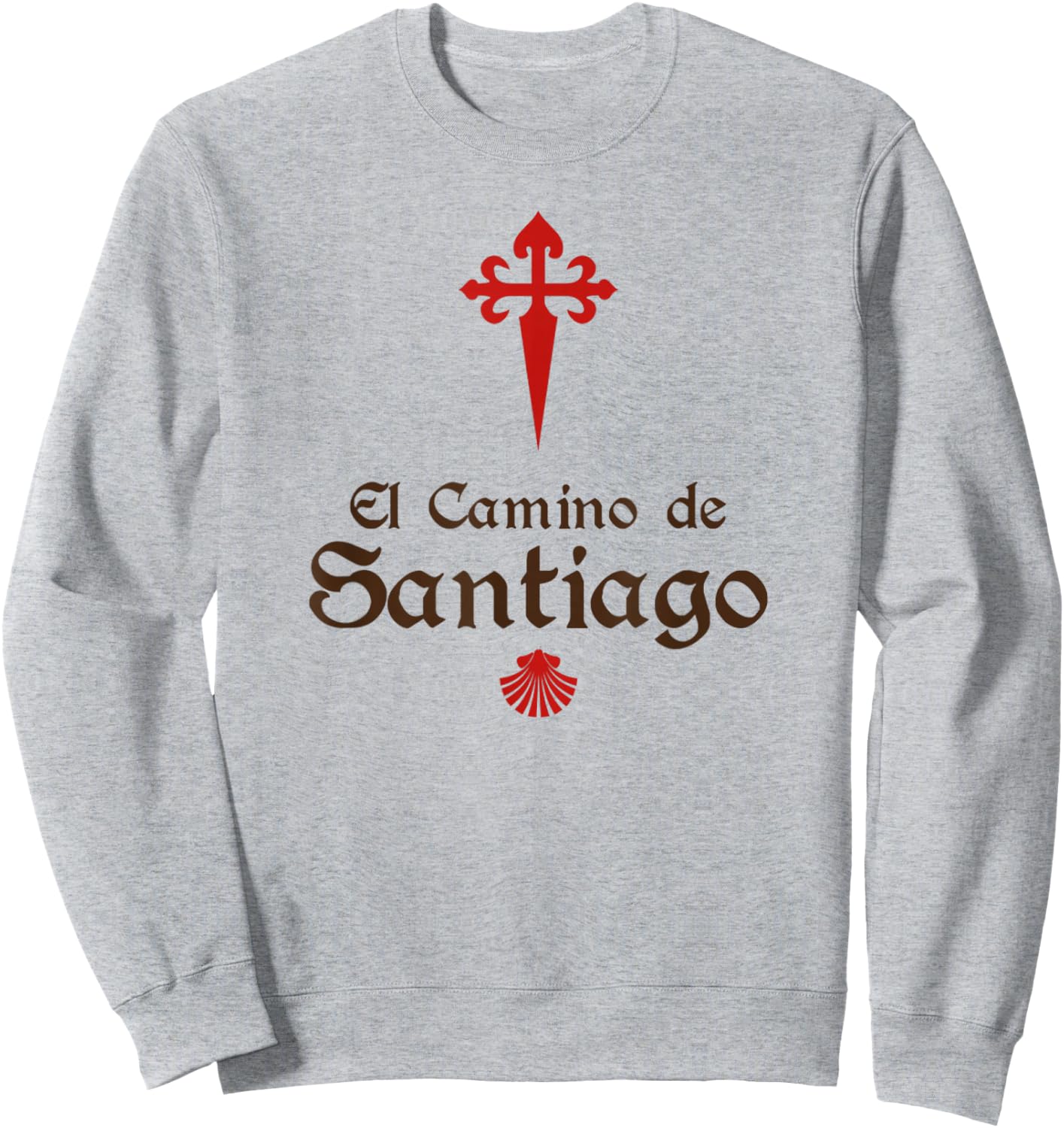 El Camino De Santiago ~ Saint James Cross ~ Scallop Shell Sweatshirt - Sweatshirt | Ash