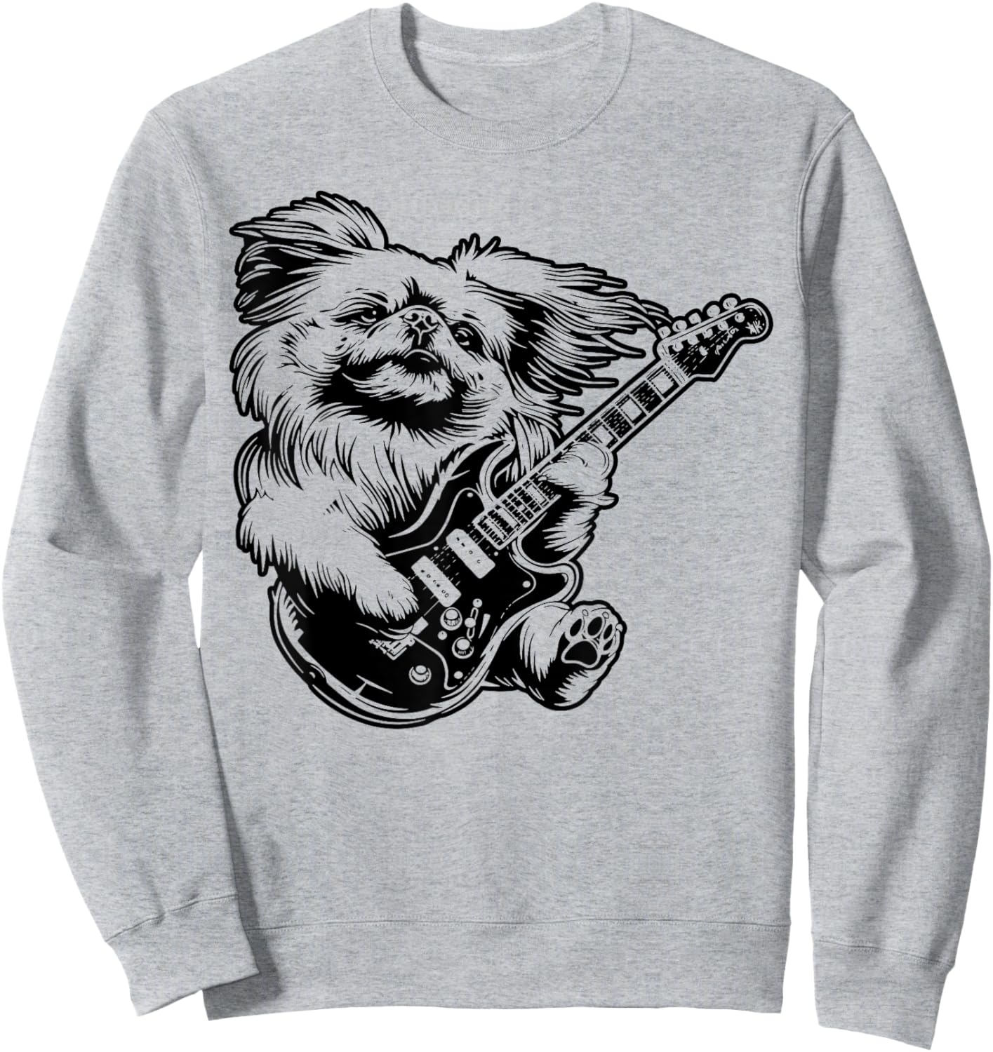 Dog Guitarist Guitar - Pekingese Dad Mom Sweatshirt - Sweatshirt | Ash
