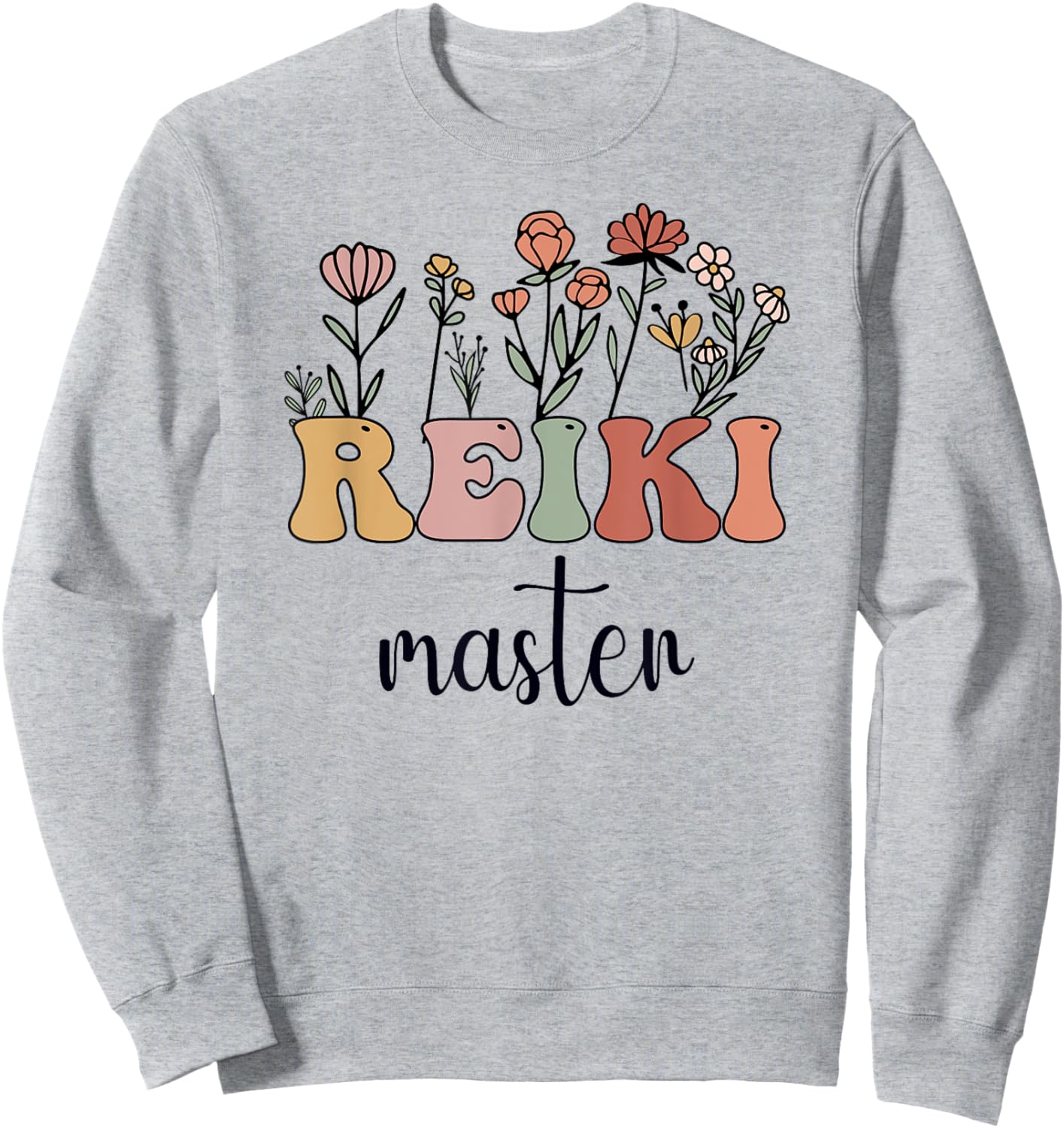 Reiki Master Wildflower Groovy Women Sweatshirt - Sweatshirt | Ash