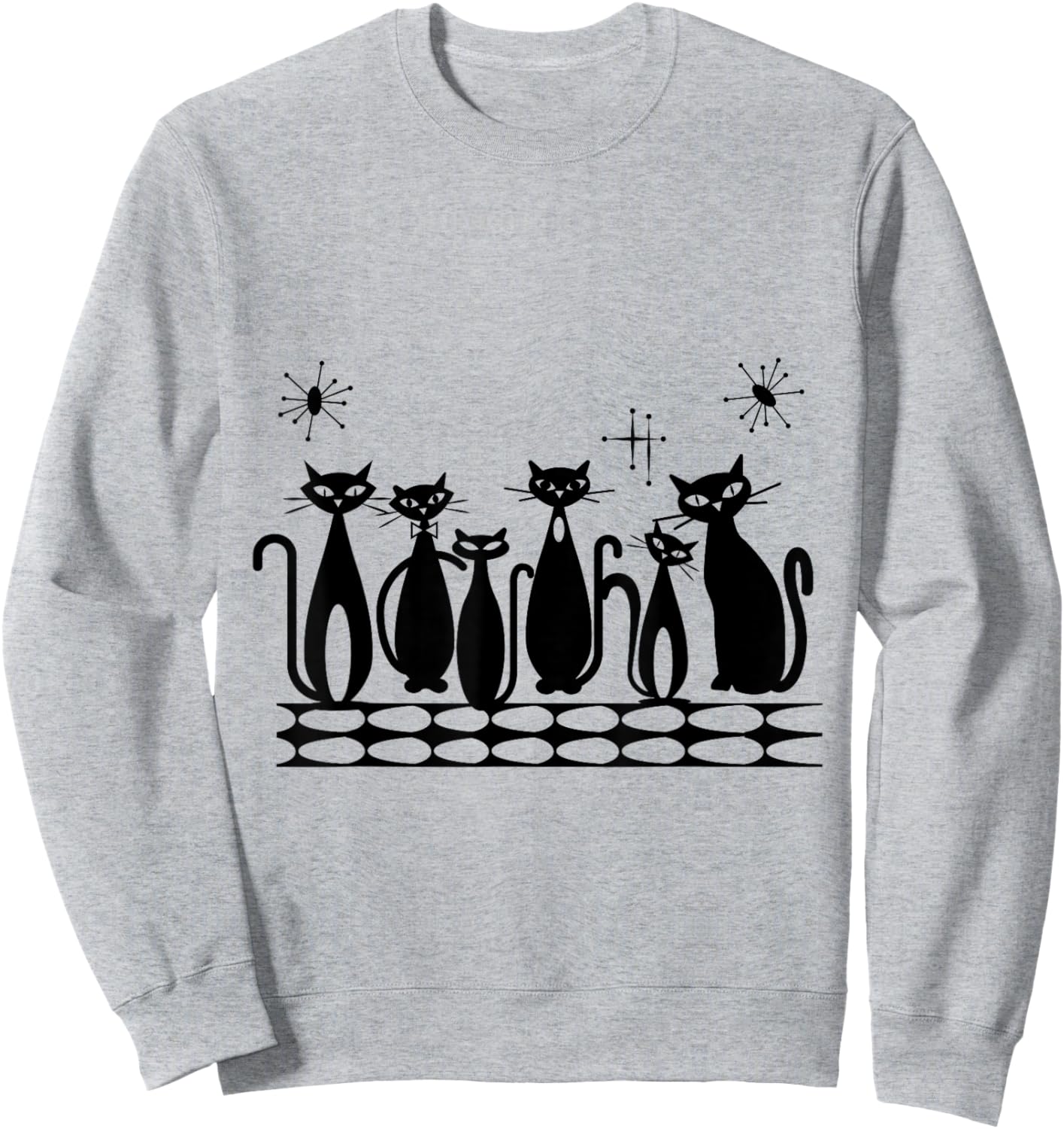 Atomic Cats Black Kitties MCM Retro Sweatshirt - Sweatshirt | Ash