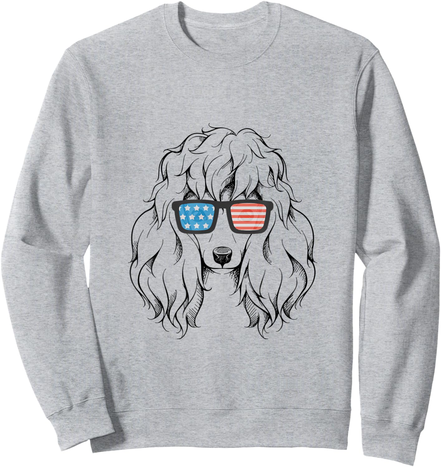 4th July Poodle Shirt for Boys Girls Dog Lover Gift USA Flag Sweatshirt - Sweatshirt | Ash